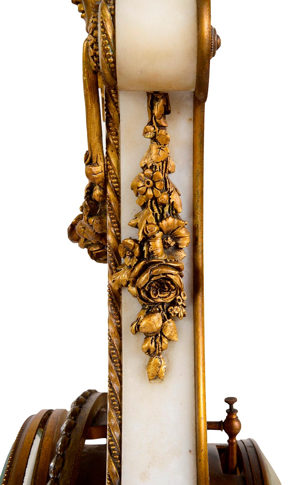 Ormolu 19th Century French Louis XVI Style Lyre Shape Clock For Sale