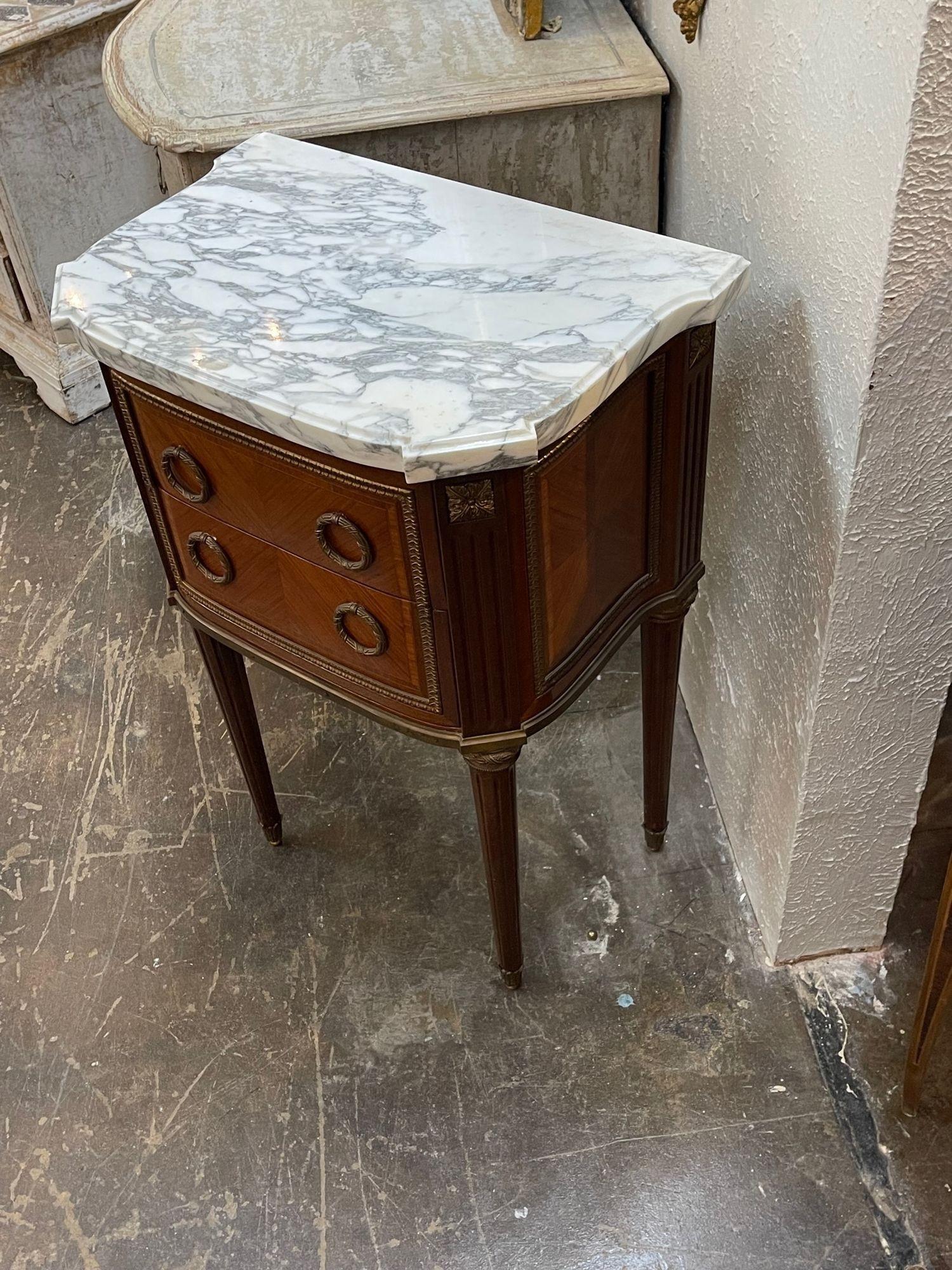 19th Century French Louis XVI Style Mahogany and Bronze Side Table In Good Condition For Sale In Dallas, TX