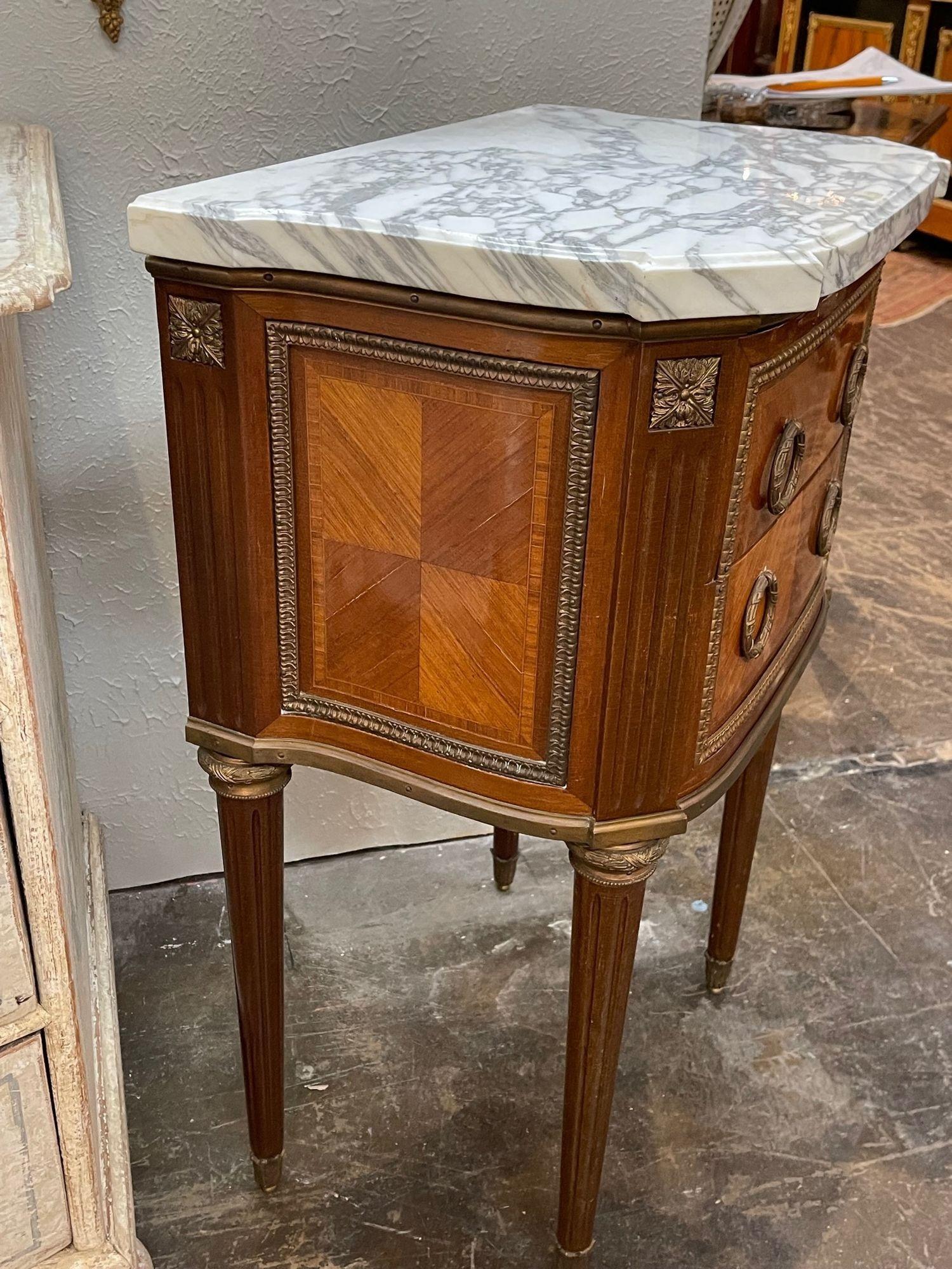 19th Century French Louis XVI Style Mahogany and Bronze Side Table For Sale 2