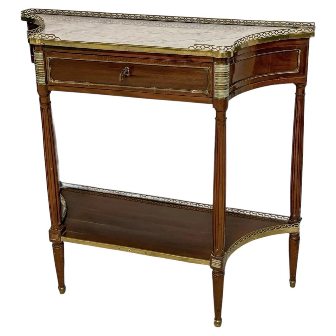19th Century French Louis XVI Style Mahogany and Marble Console Table