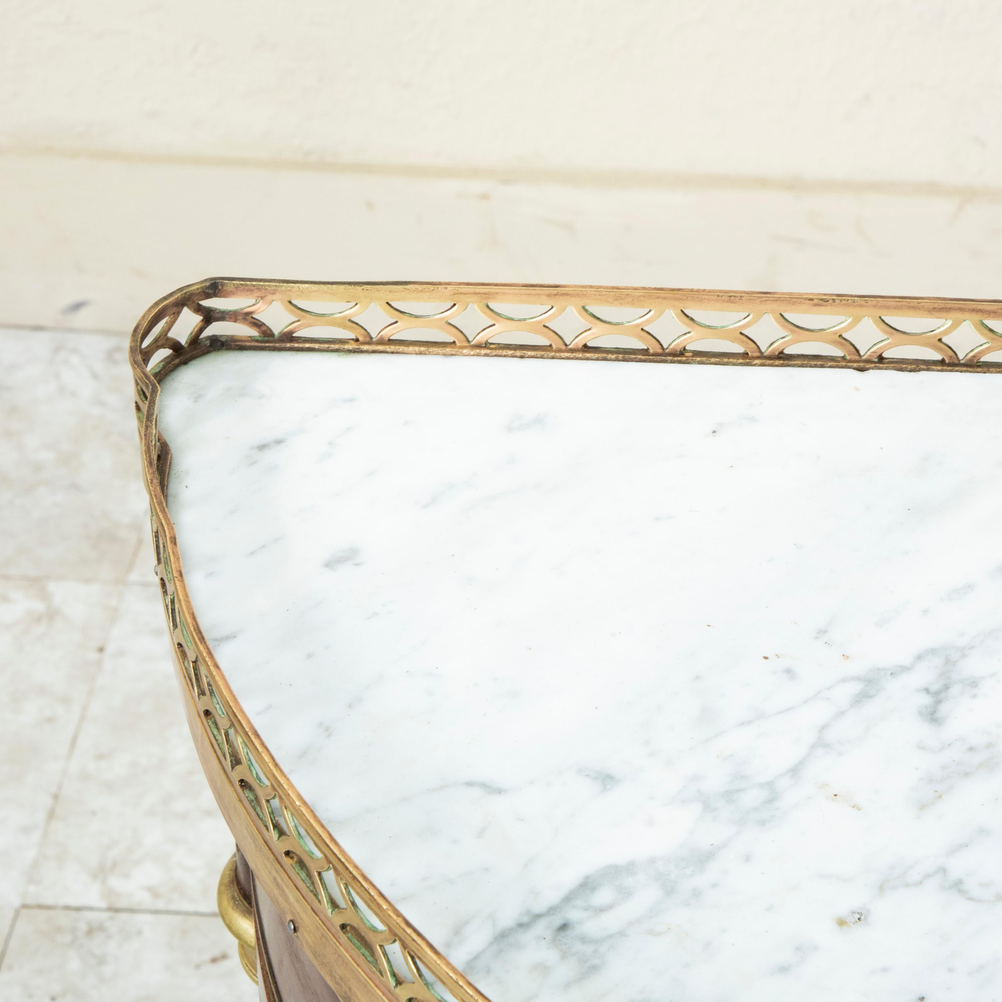Console Demi-Lune en acajou de style Louis XVI du 19ème siècle, plateau en marbre 9