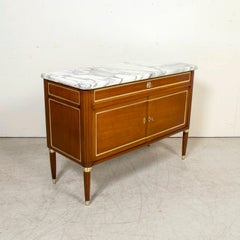 Buffet à desserts de style Louis XVI du 19ème siècle en acajou avec plateau en marbre