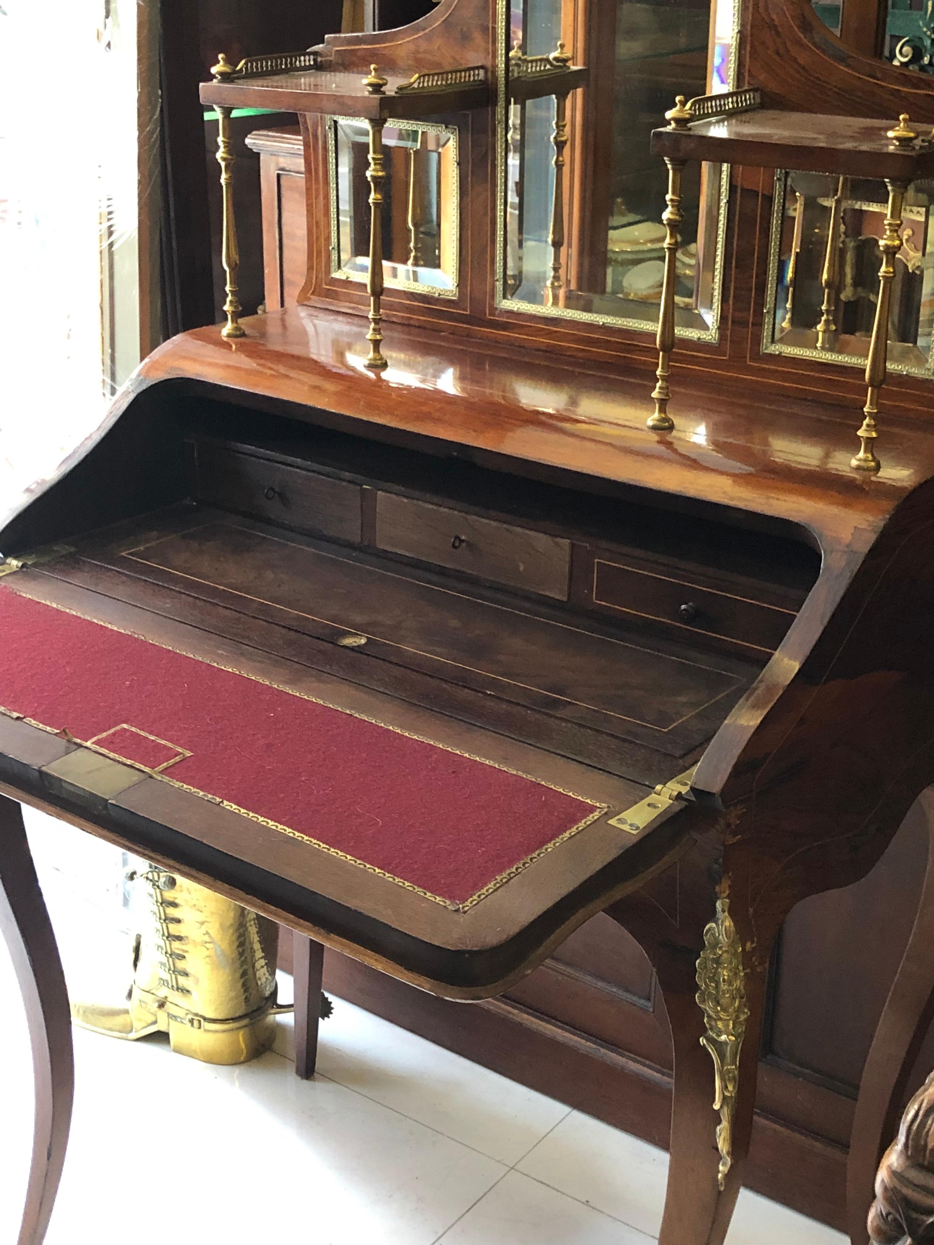 19th Century French Louis XVI Style Mahogany Inlaid Ladies Desk Bonheur Du Jour In Good Condition In Sofia, BG