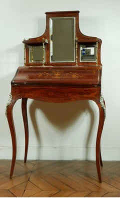 19th Century French Louis XVI Style Mahogany Inlaid Ladies Desk Bonheur Du Jour