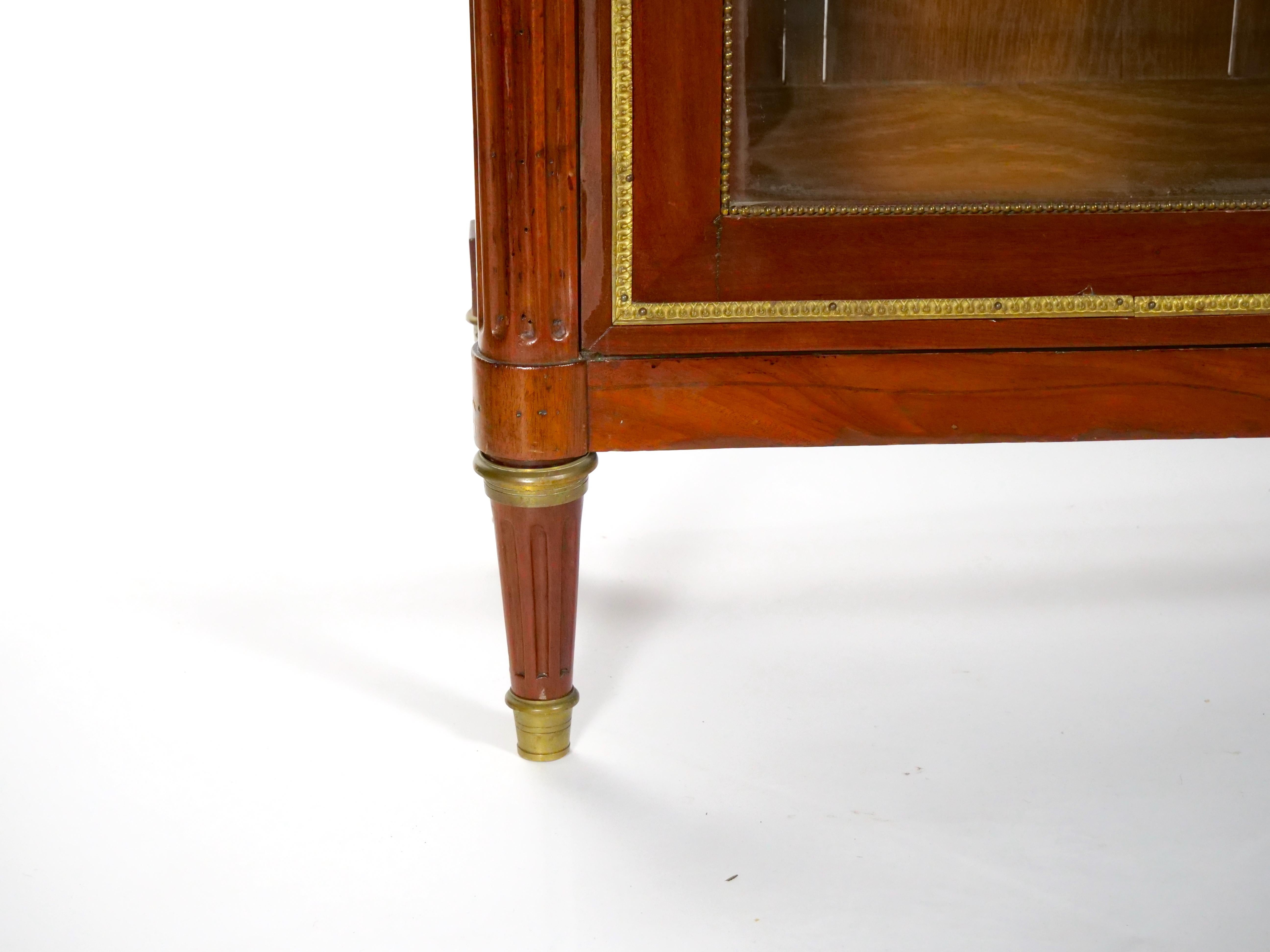 19th Century French Louis XVI Style Mahogany Marble Top Vitrine / Bookcase For Sale 7