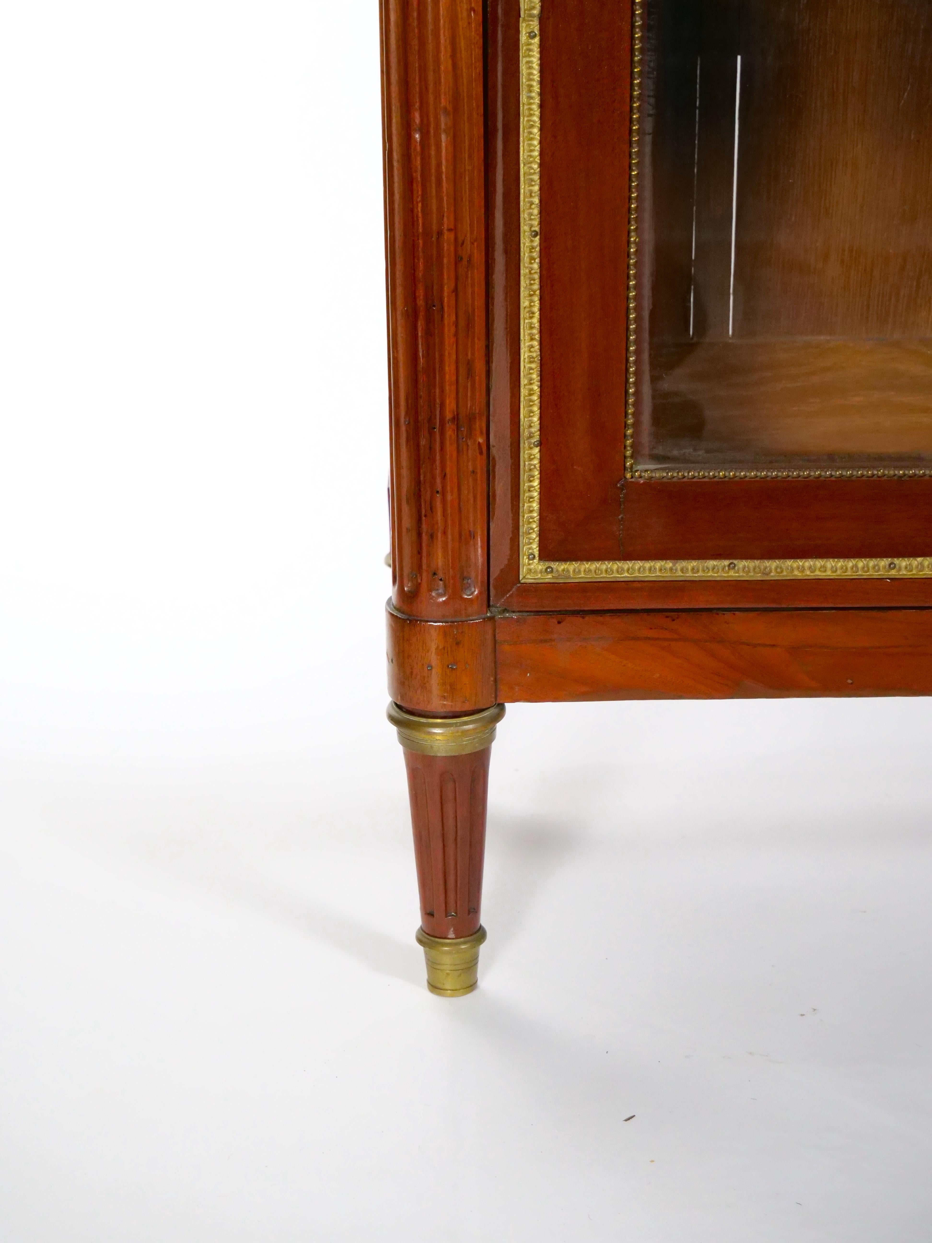19th Century French Louis XVI Style Mahogany Marble Top Vitrine / Bookcase For Sale 9