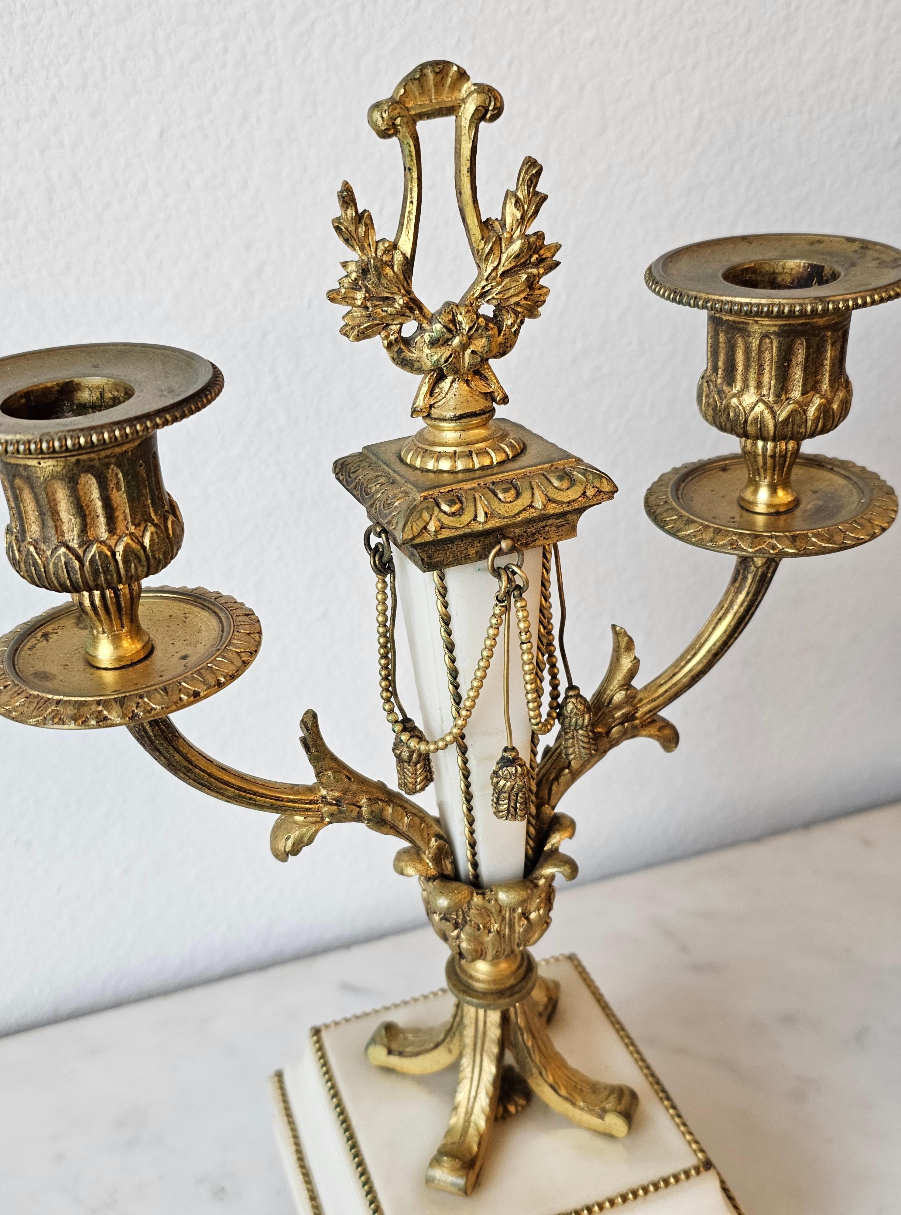 19th Century French Louis XVI Style Mantle Clock Garniture Set For Sale 9