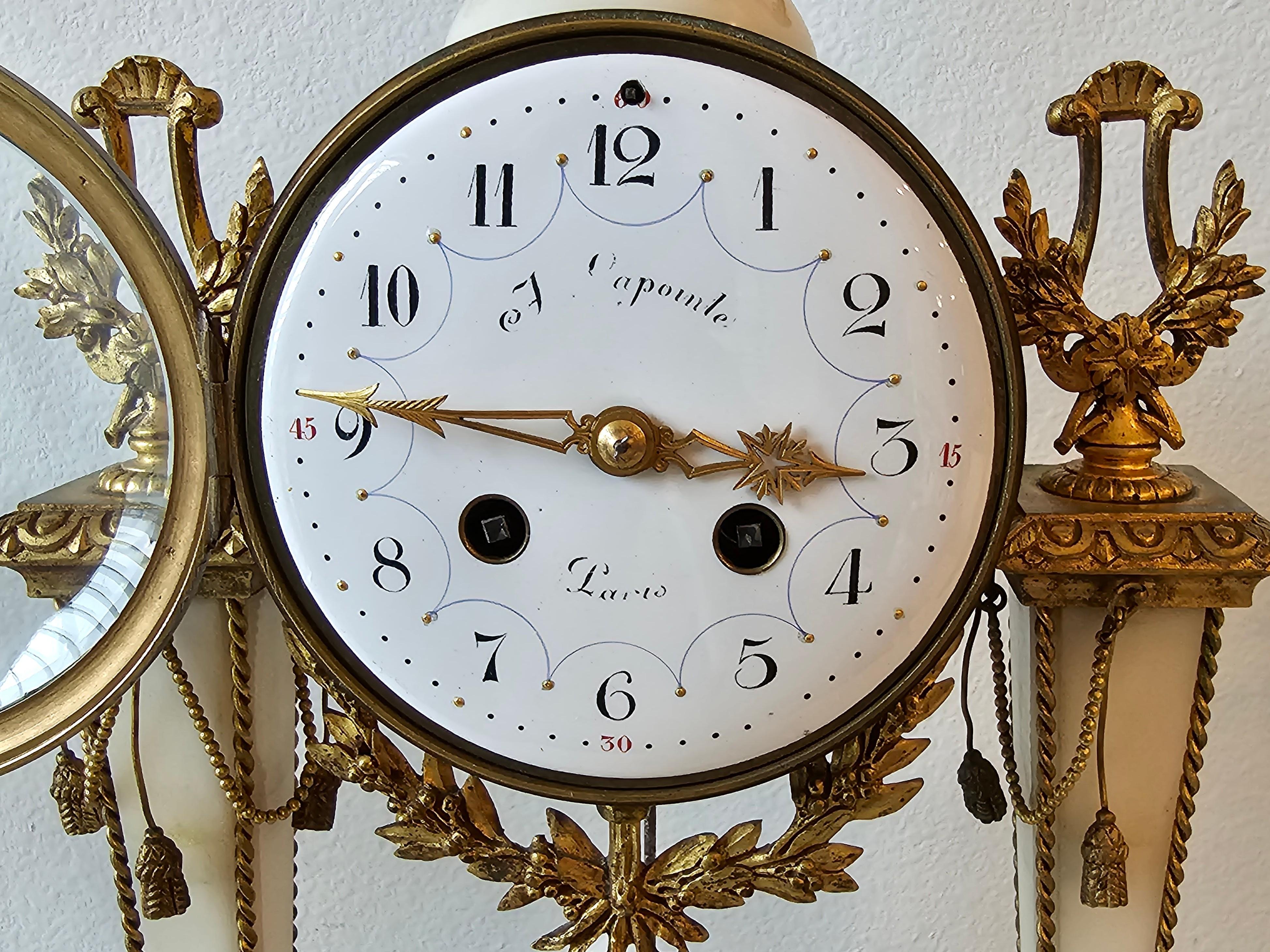 19th Century French Louis XVI Style Mantle Clock Garniture Set For Sale 10