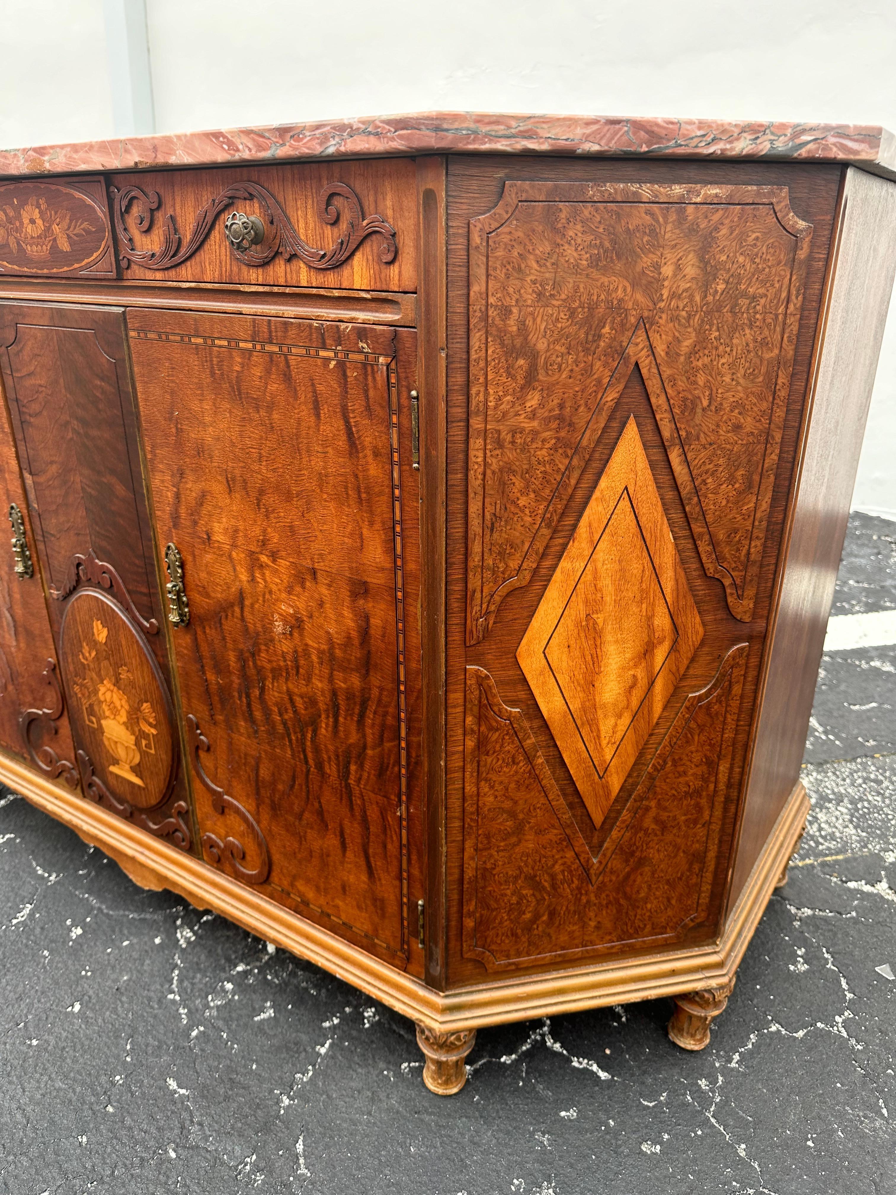 Credenza francese del XIX secolo in stile Luigi XVI con intarsio in marmo, set di 2 in vendita 6