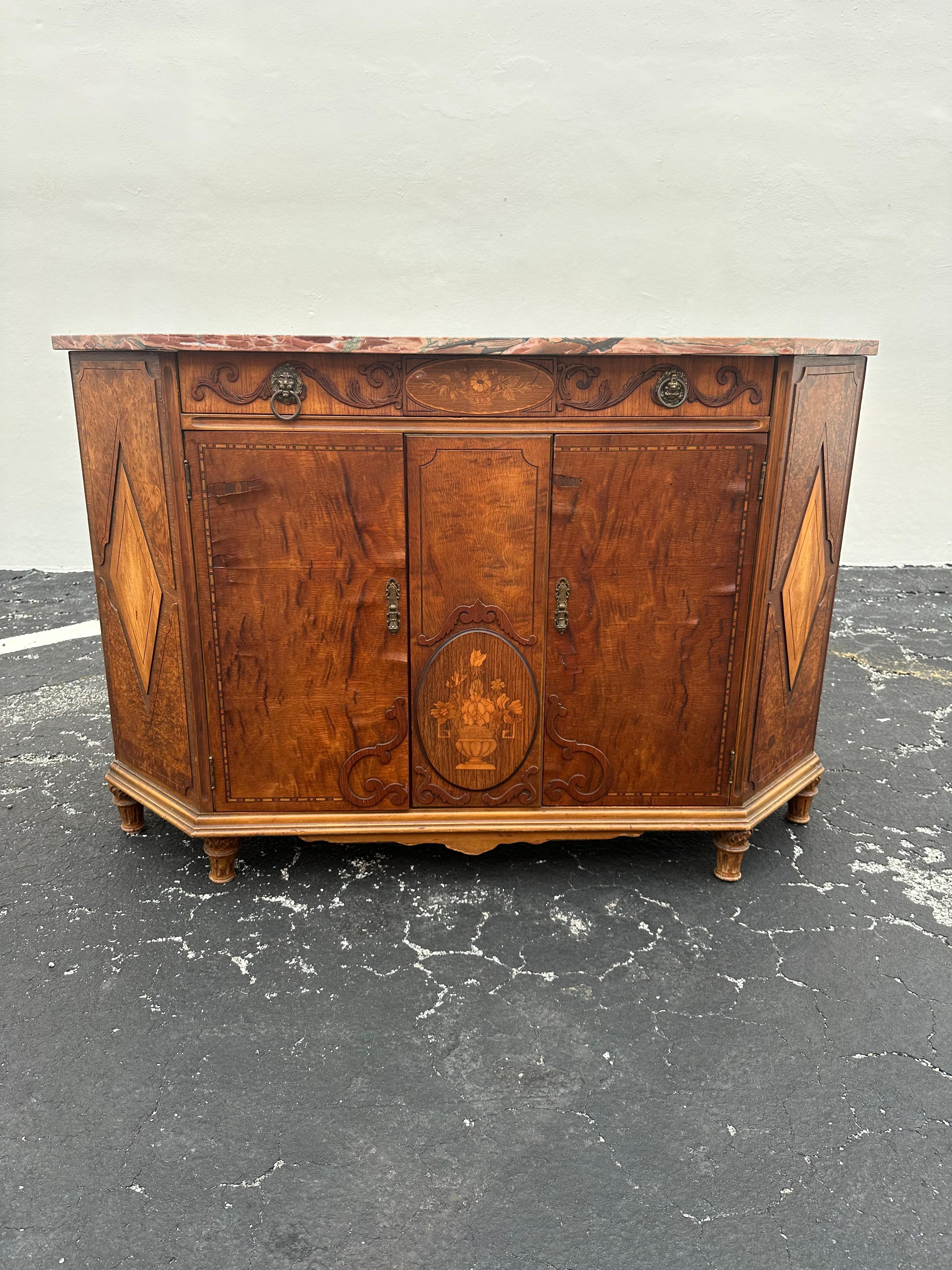 Credenza francese del XIX secolo in stile Luigi XVI con intarsio in marmo, set di 2 in vendita 7