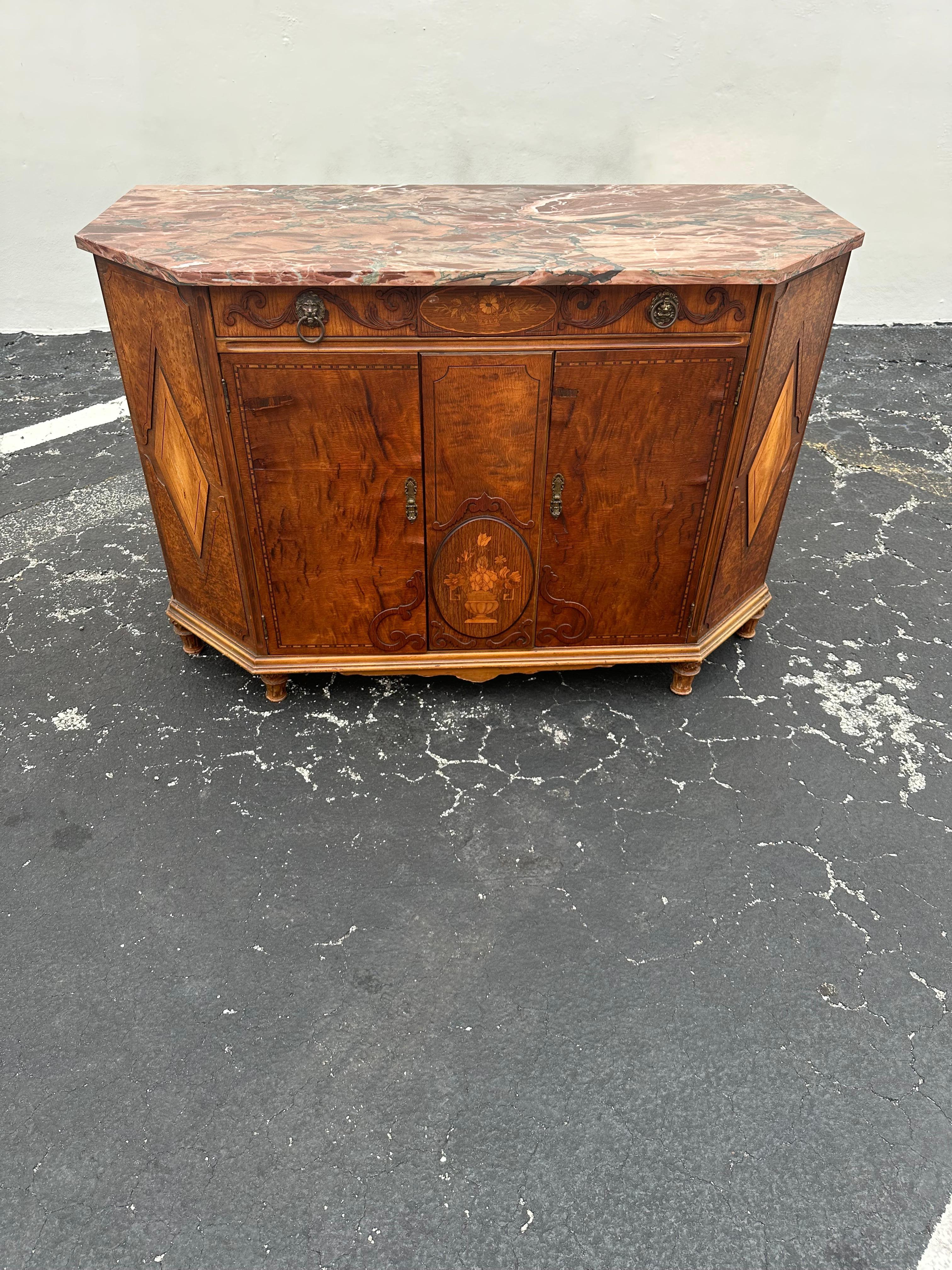 Credenza francese del XIX secolo in stile Luigi XVI con intarsio in marmo, set di 2 in vendita 8