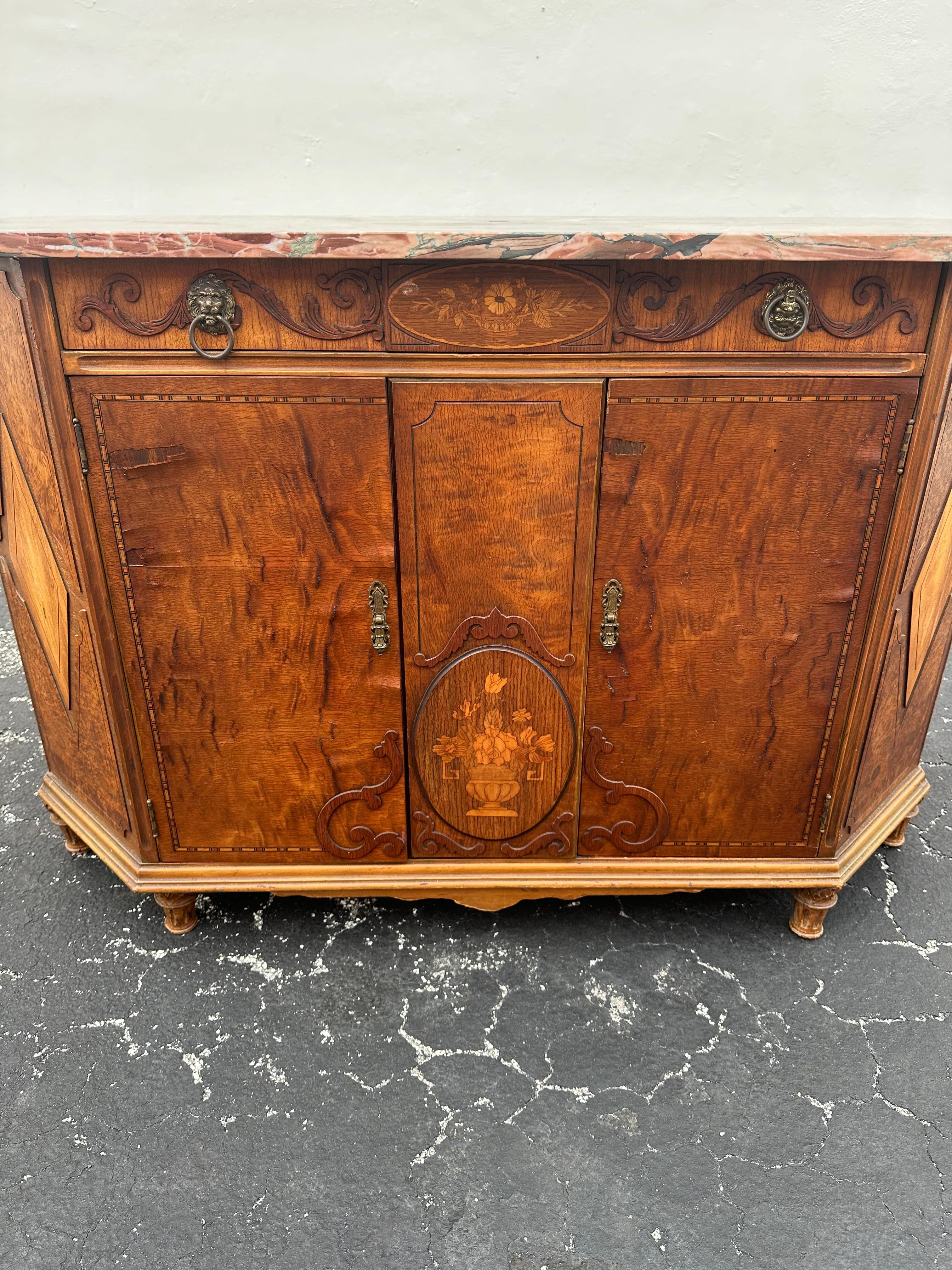 Credenza francese del XIX secolo in stile Luigi XVI con intarsio in marmo, set di 2 in vendita 9