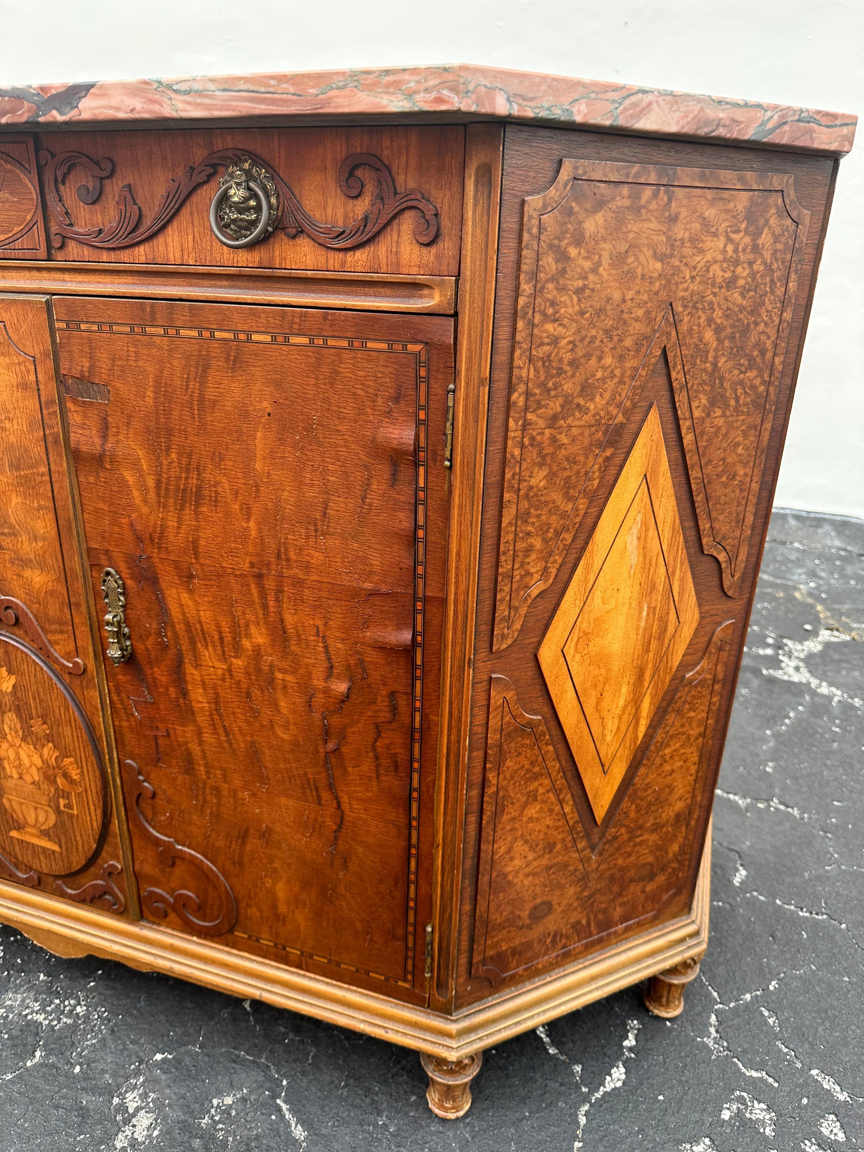 Credenza francese del XIX secolo in stile Luigi XVI con intarsio in marmo, set di 2 in vendita 10