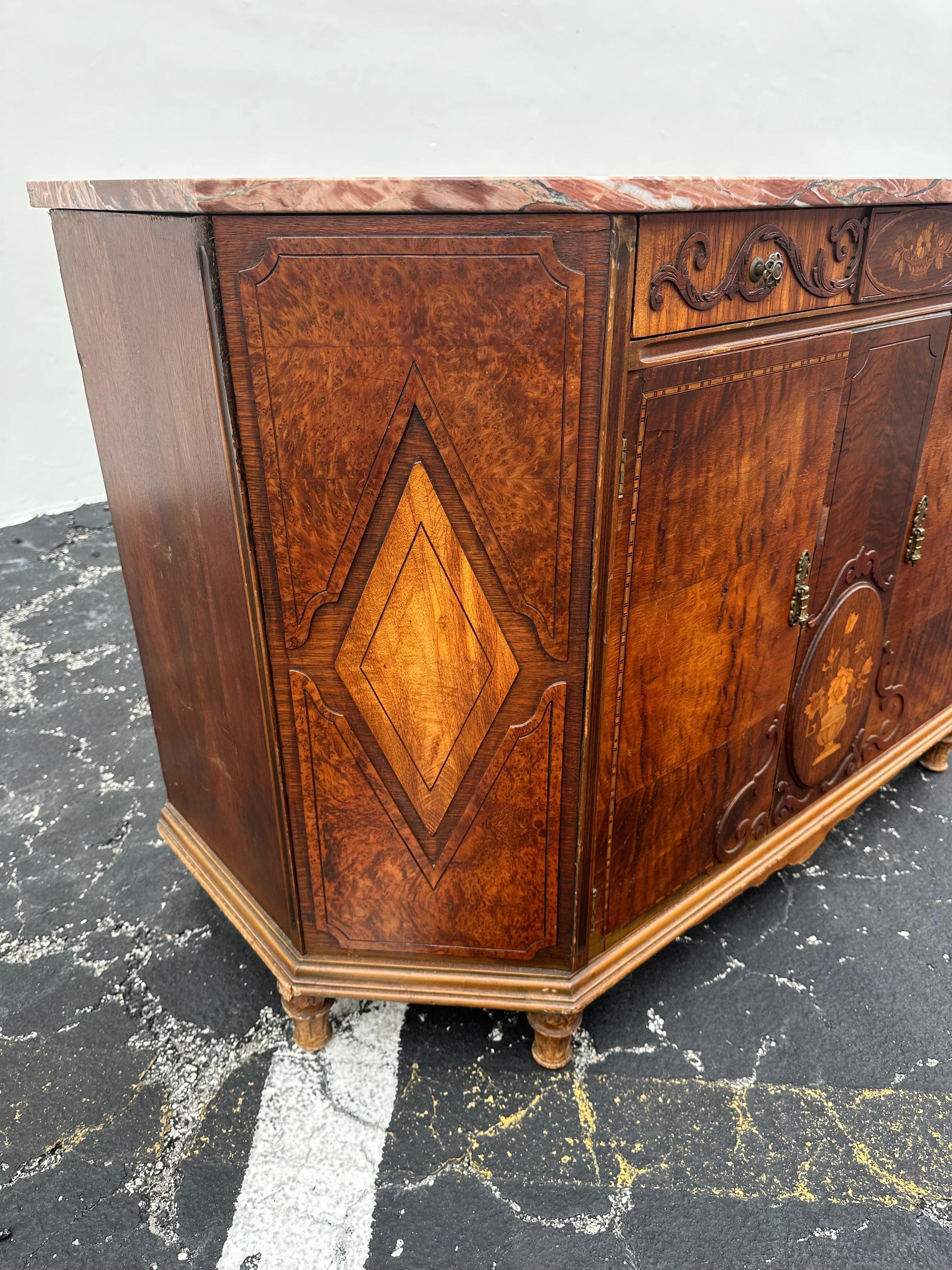 Credenza francese del XIX secolo in stile Luigi XVI con intarsio in marmo, set di 2 in vendita 11