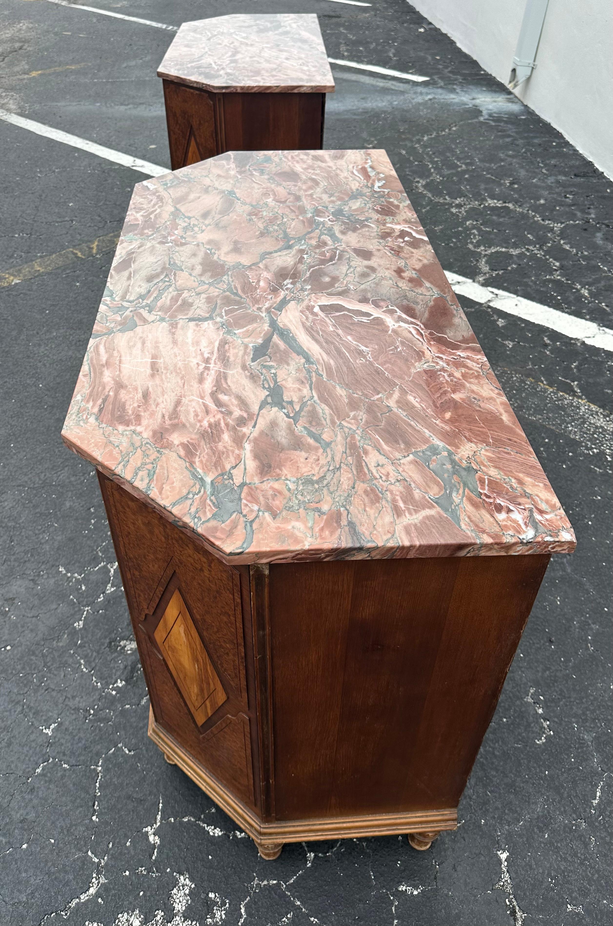 Credenza francese del XIX secolo in stile Luigi XVI con intarsio in marmo, set di 2 in vendita 12