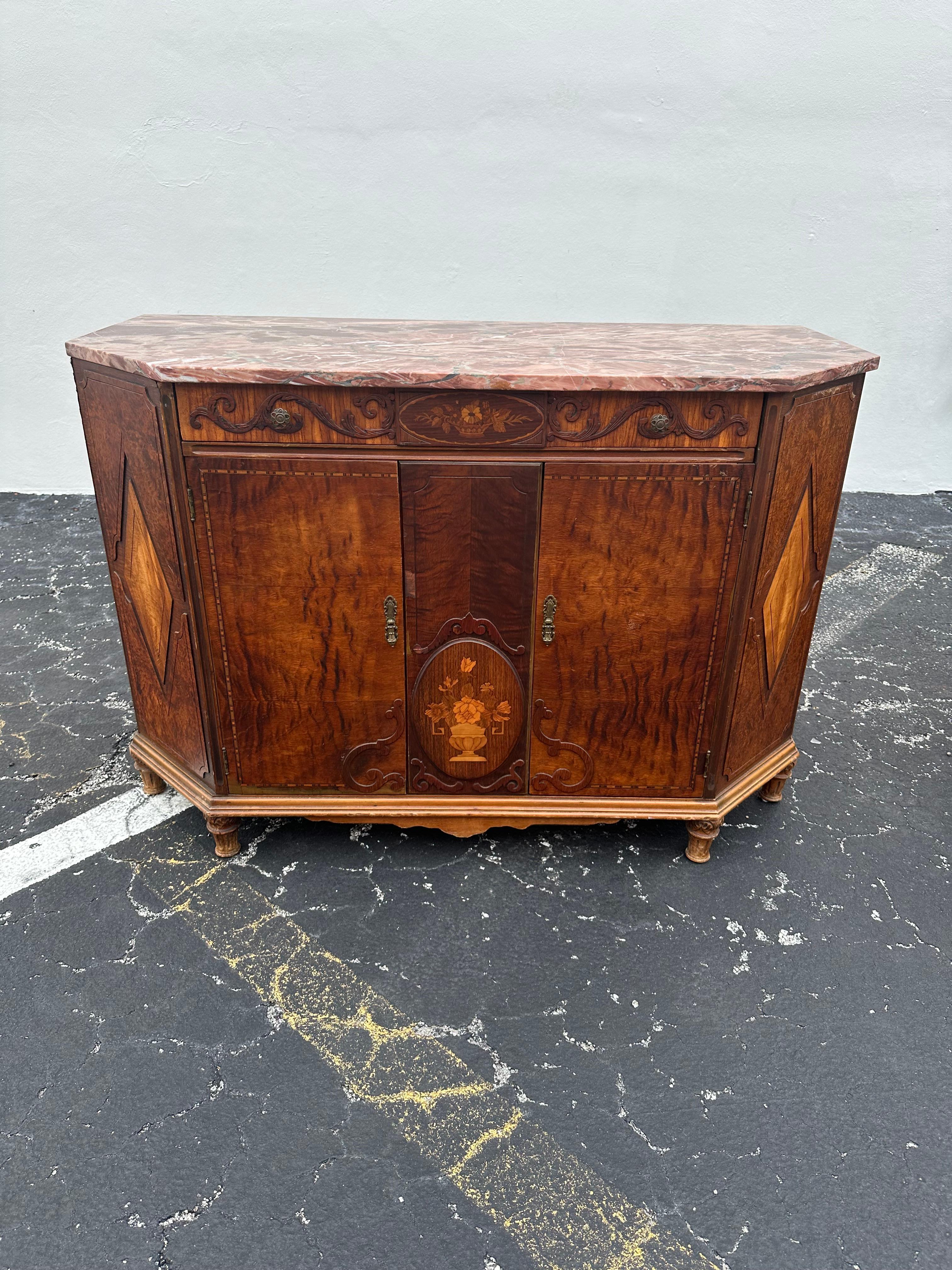 Credenza francese del XIX secolo in stile Luigi XVI con intarsio in marmo, set di 2 in vendita 3