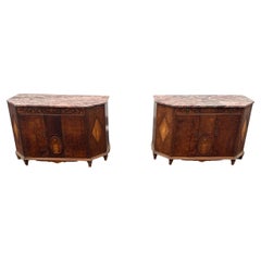 Buffet français du 19ème siècle de style Louis XVI en marqueterie de marbre, lot de 2