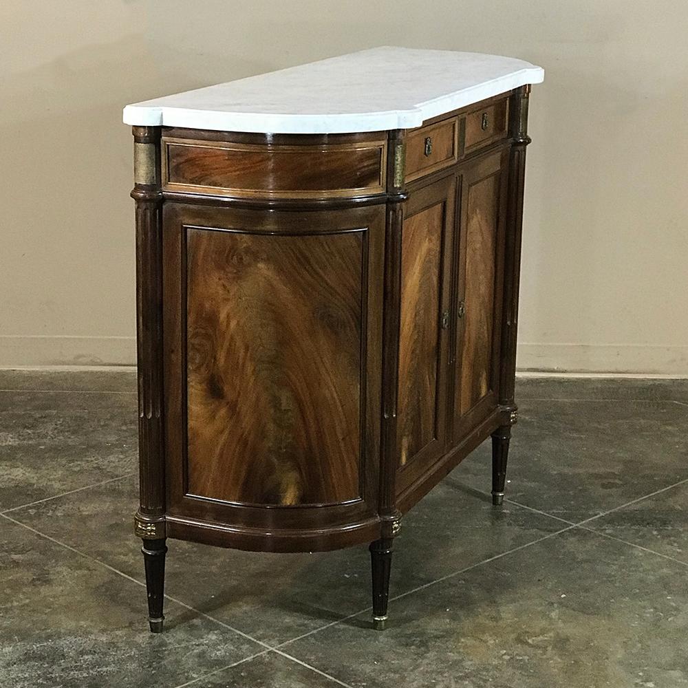 Hand-Crafted 19th Century French Louis XVI Style Marble-Top Buffet