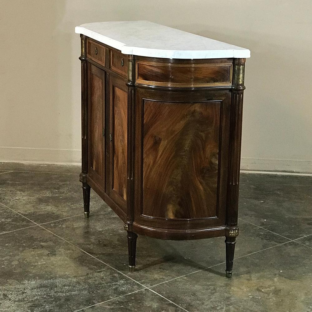 19th Century French Louis XVI Style Marble-Top Buffet In Good Condition In Dallas, TX