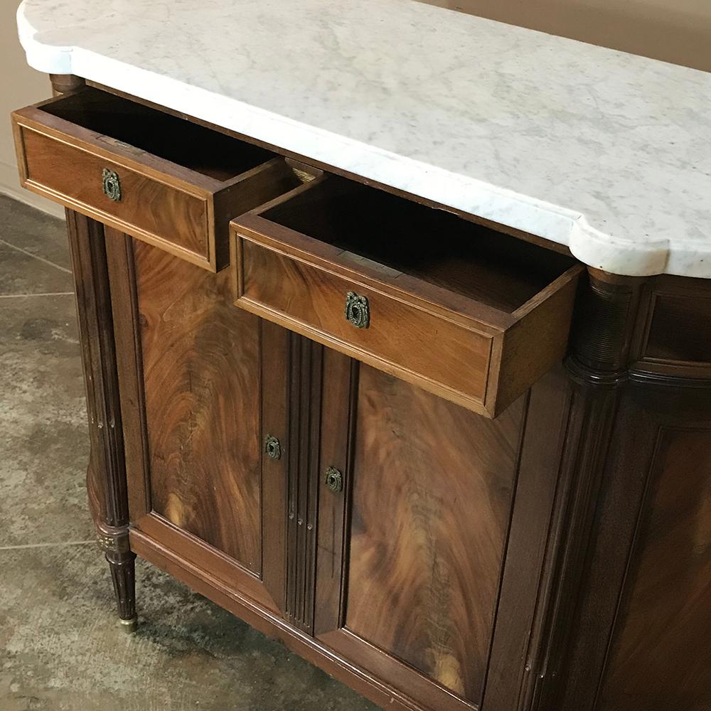 Carrara Marble 19th Century French Louis XVI Style Marble-Top Buffet