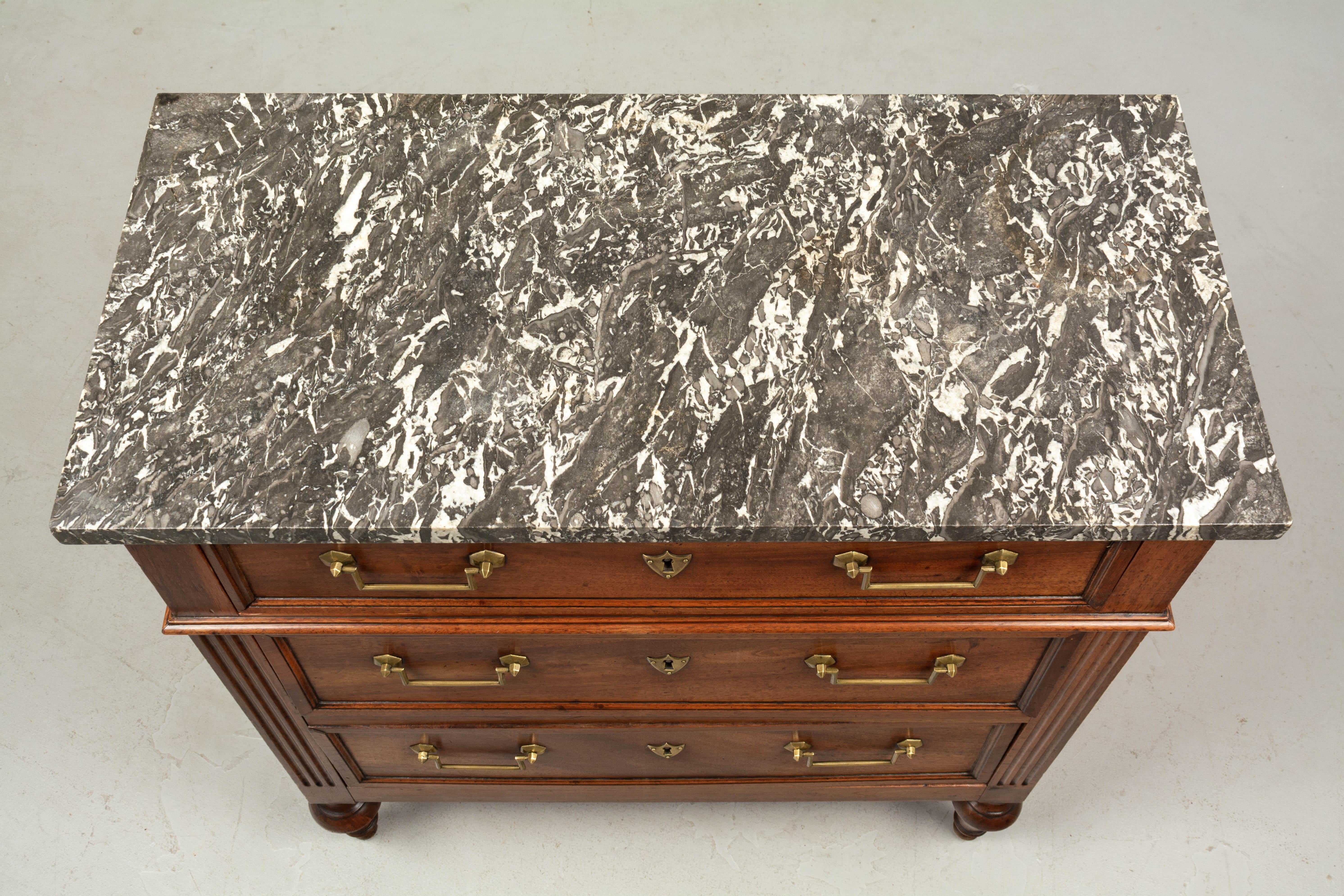 19th Century French Louis XVI Style Marble Top Commode 3