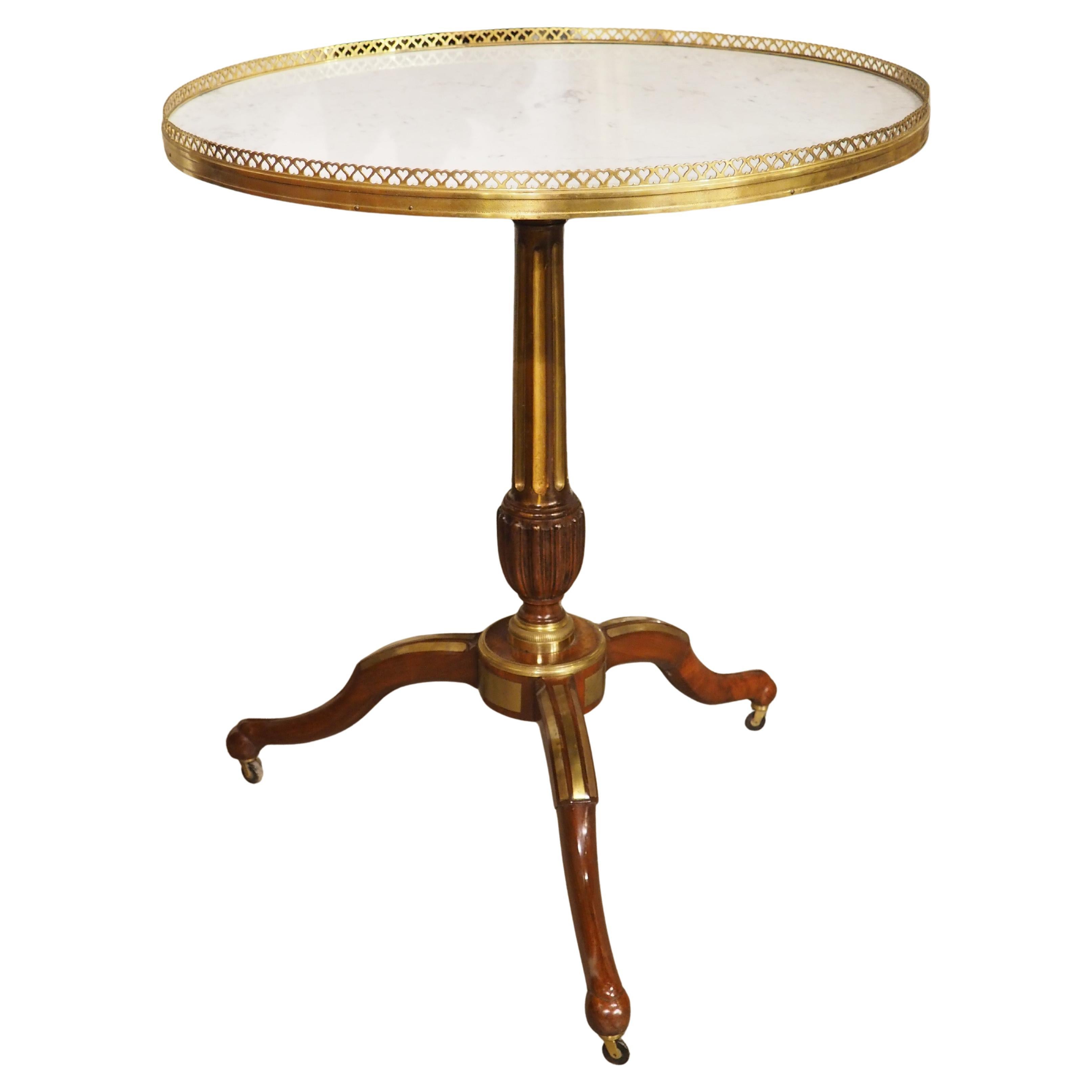 19th Century French Louis XVI Style Marble Top Gueridon Table Circa 1880