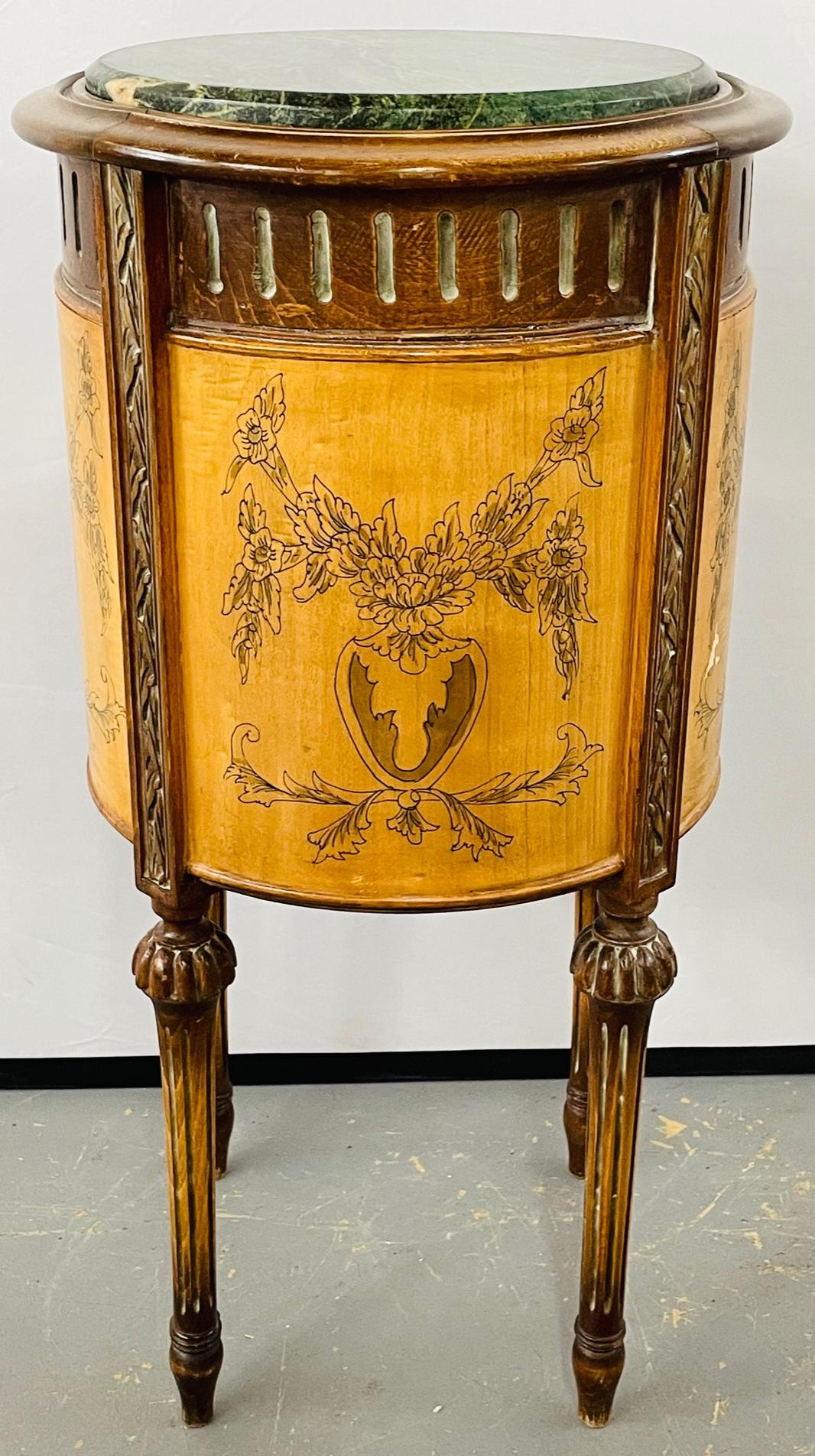 19th Century French Louis XVI Style Marble Top Nightstand, Side or End Table 14