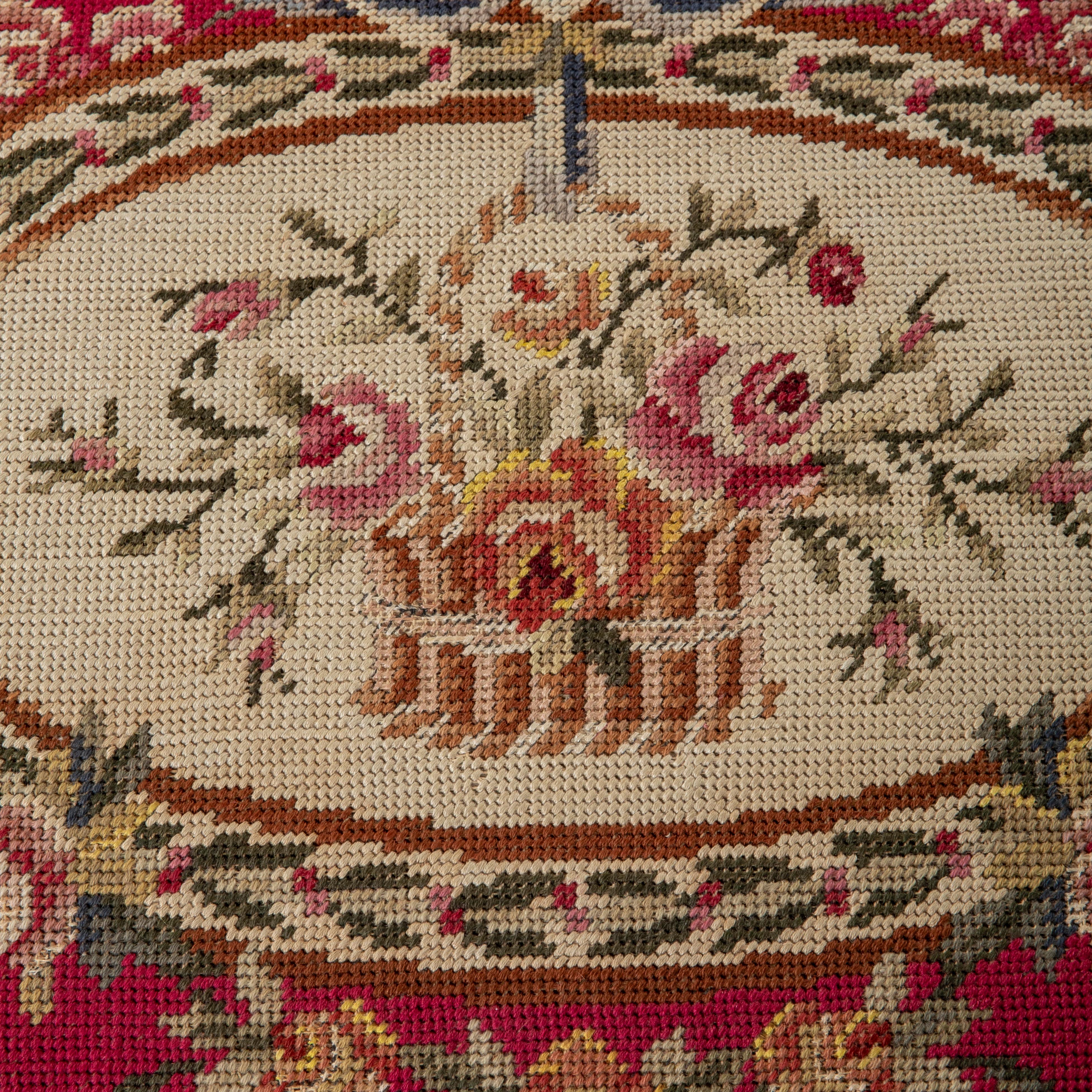 19th Century French Louis XVI Style Marquetry Bench, Banquette, Needlepoint 7