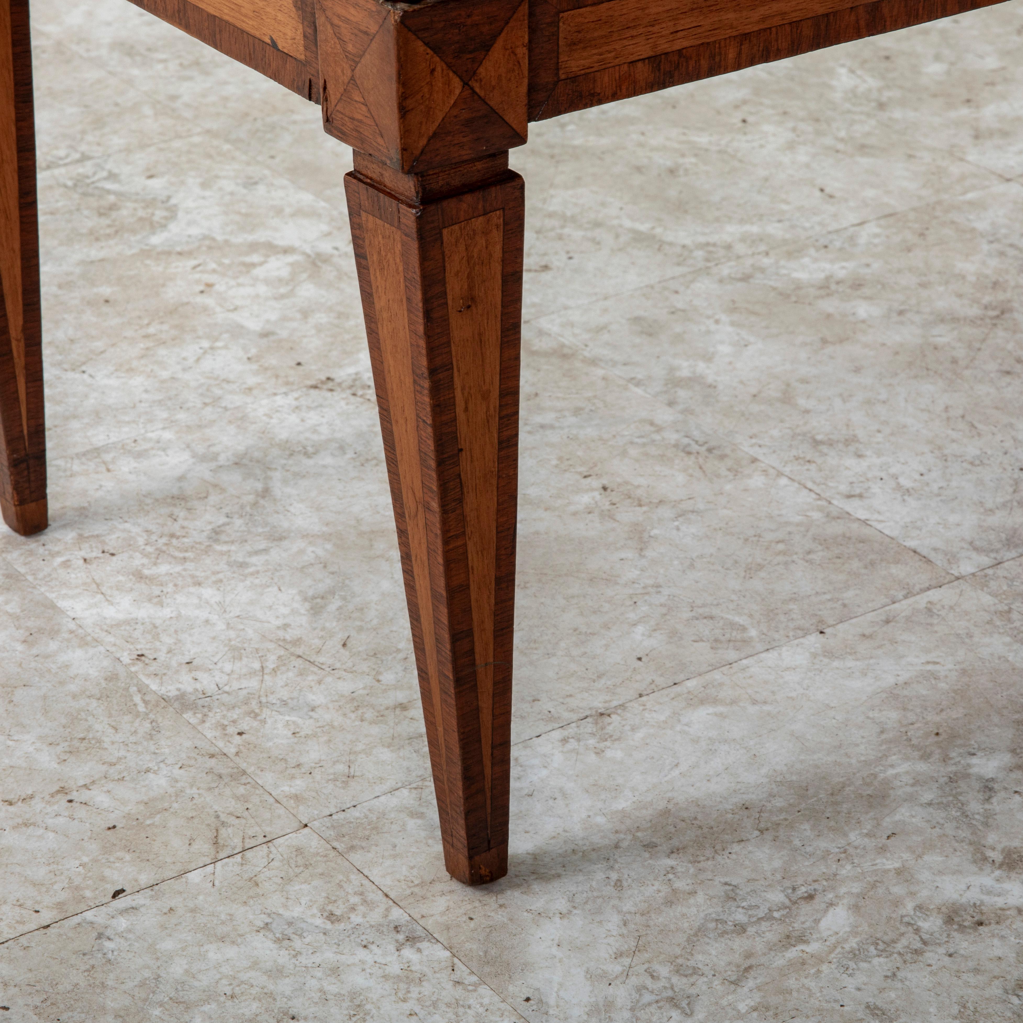 19th Century French Louis XVI Style Marquetry Bench, Banquette, Needlepoint 9