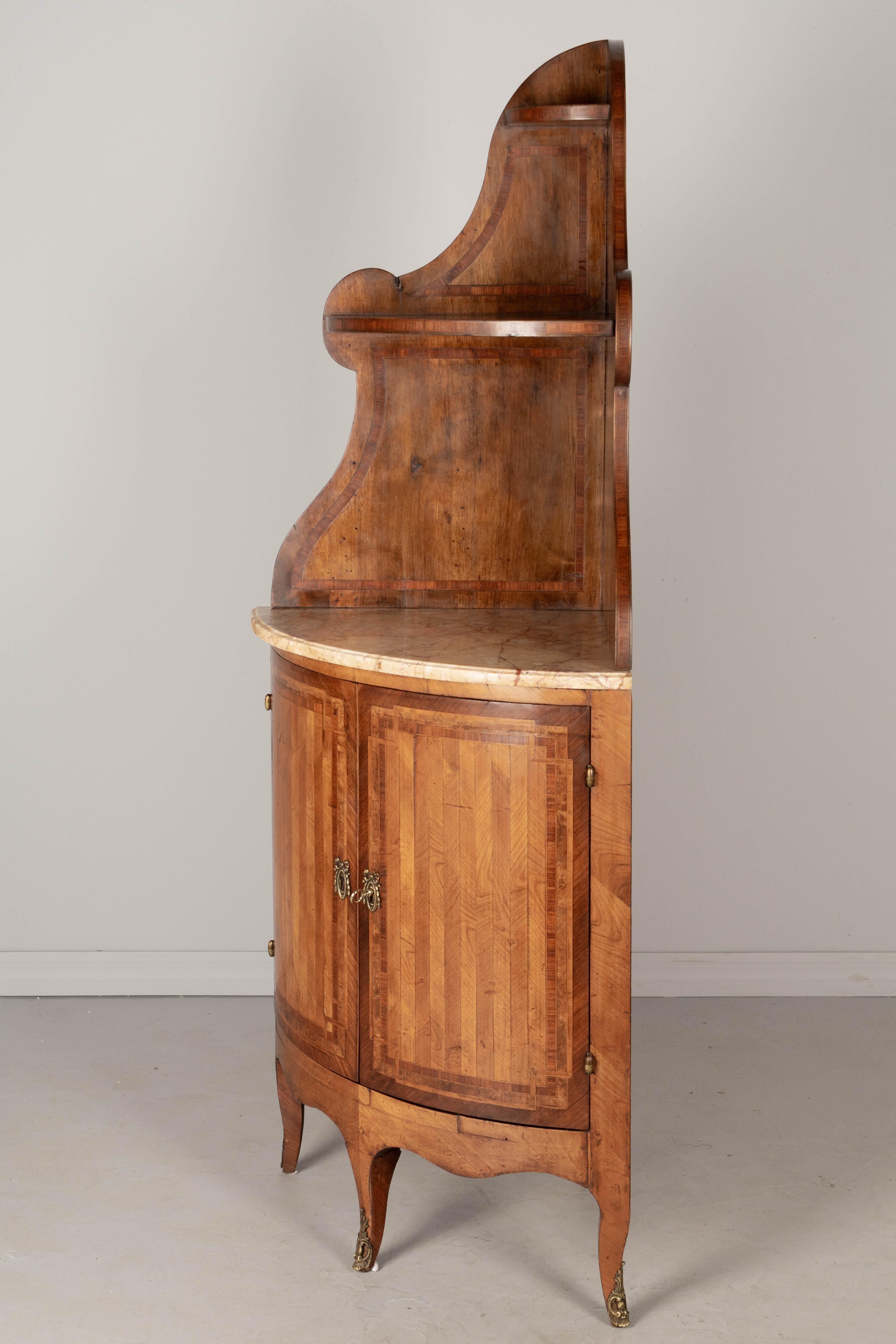 19th Century French Louis XVI Style Marquetry Corner Cabinet In Good Condition For Sale In Winter Park, FL