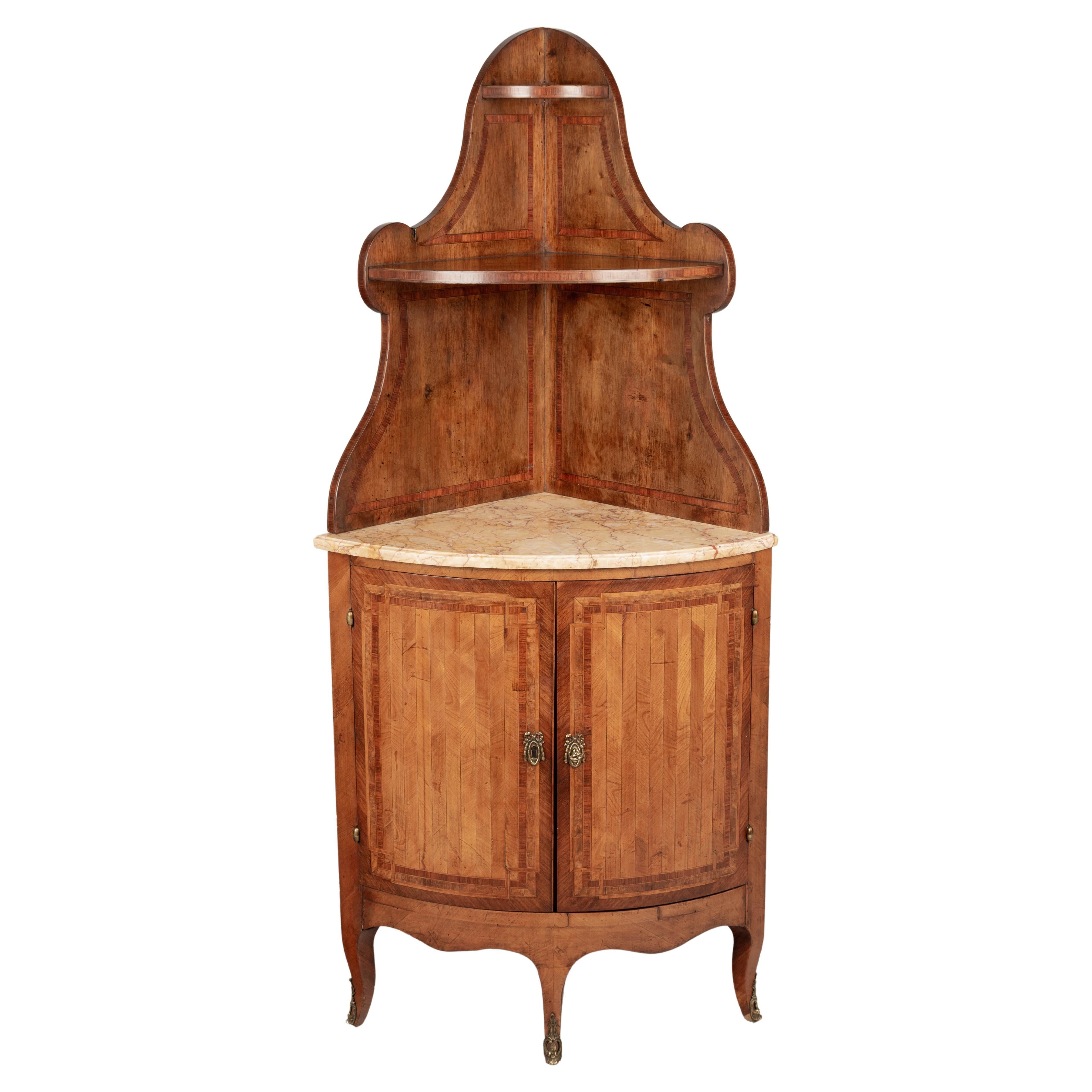 19th Century French Louis XVI Style Marquetry Corner Cabinet For Sale