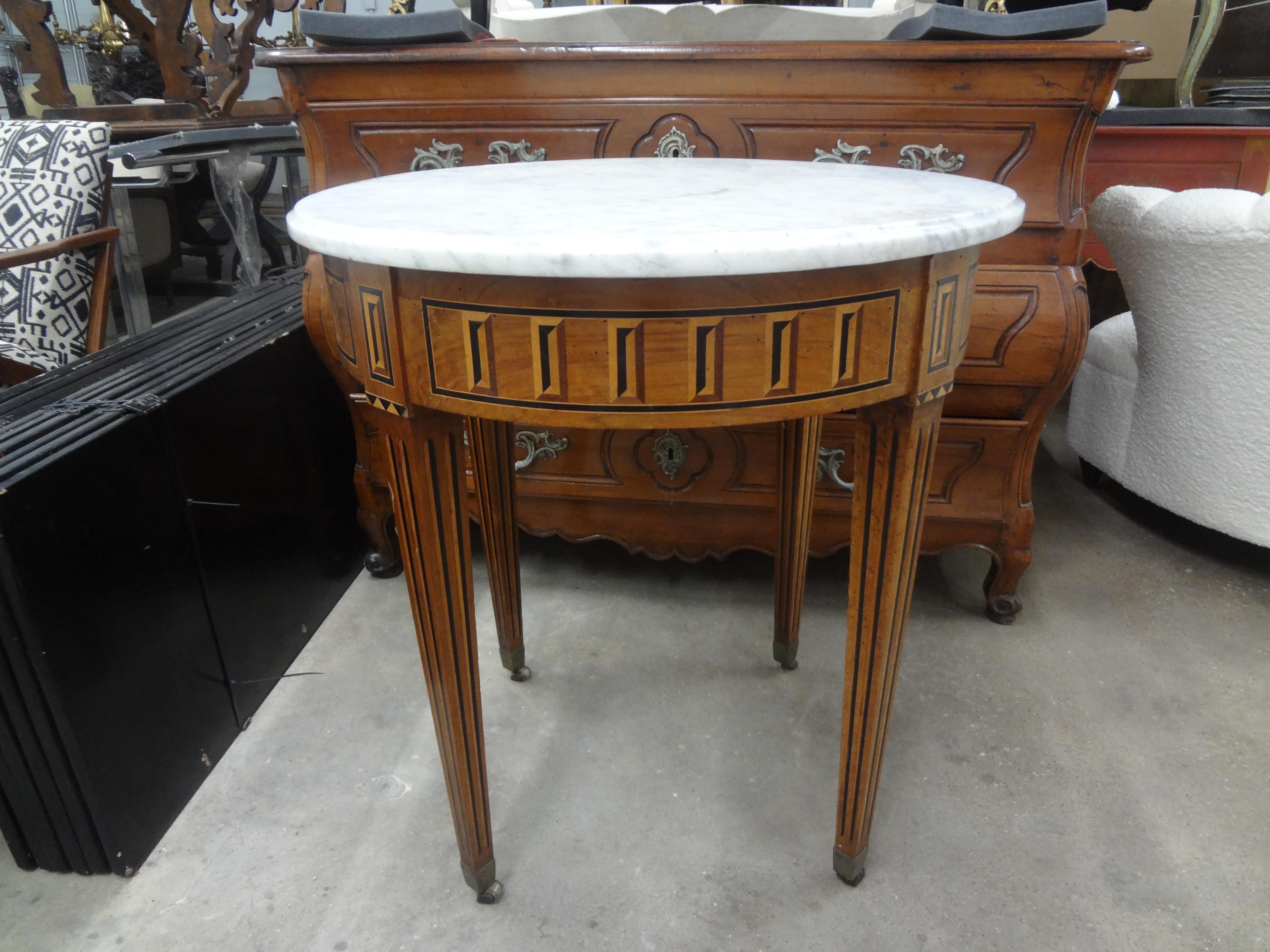 19th Century French Louis XVI Style Marquetry Table In Good Condition For Sale In Houston, TX