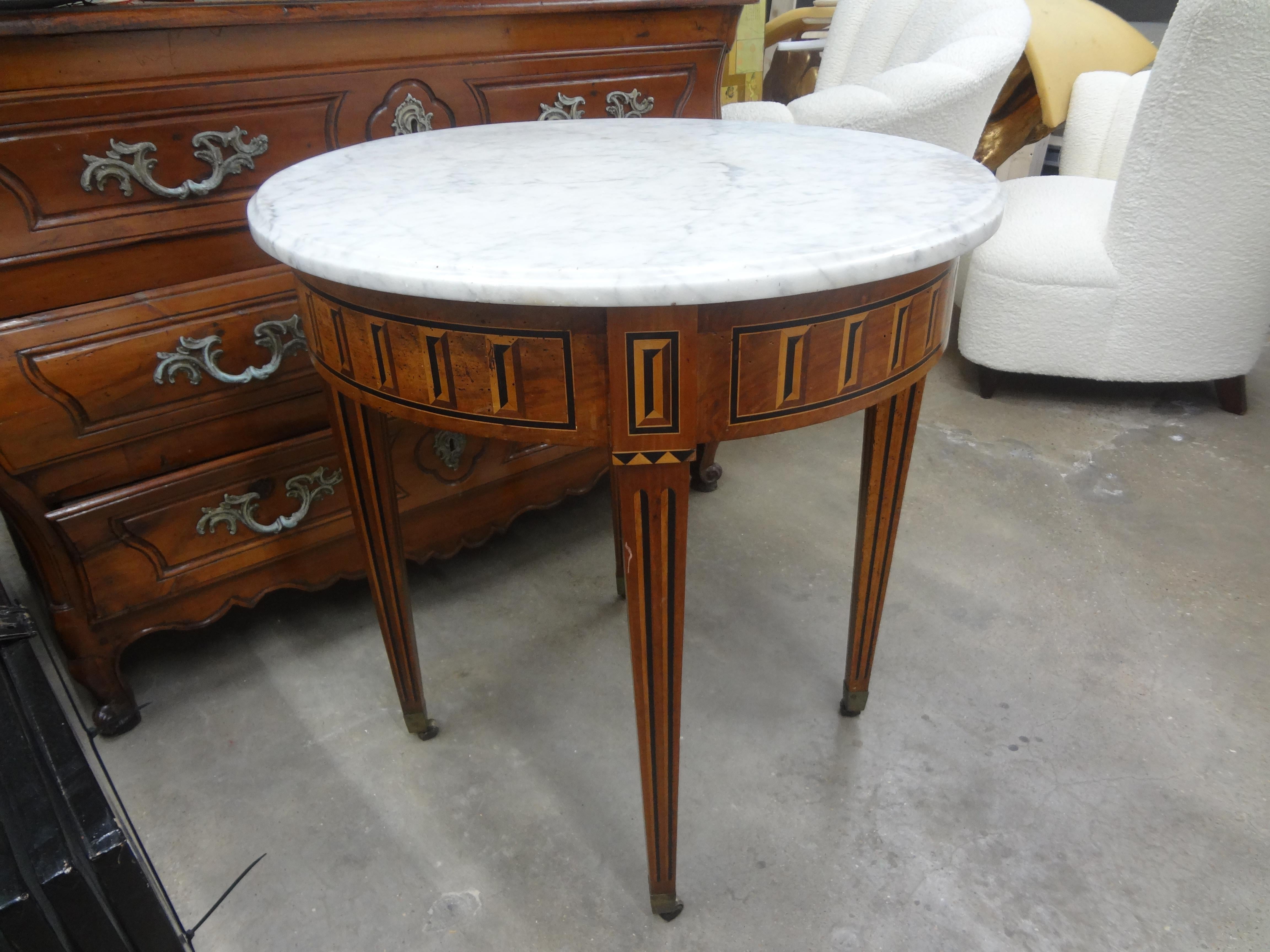 19th Century French Louis XVI Style Marquetry Table For Sale 4