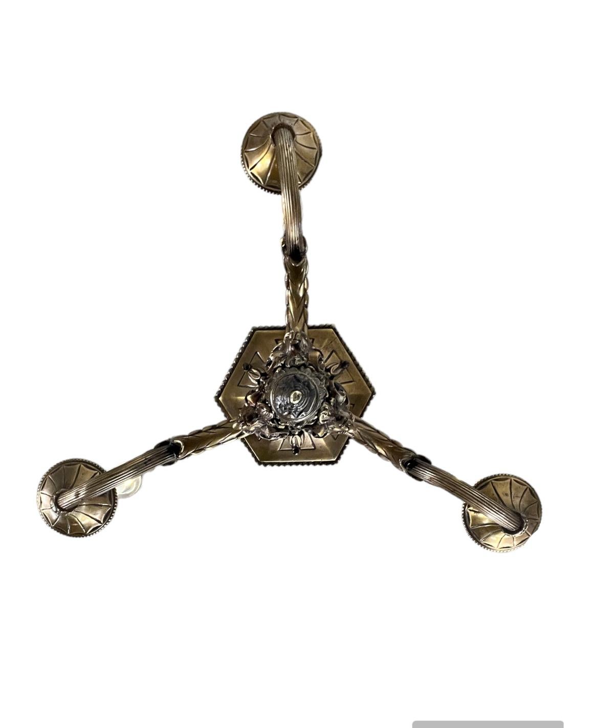 19th Century French Louis XVI Style Neoclassical Bronze Flambeau Chandelier For Sale 8