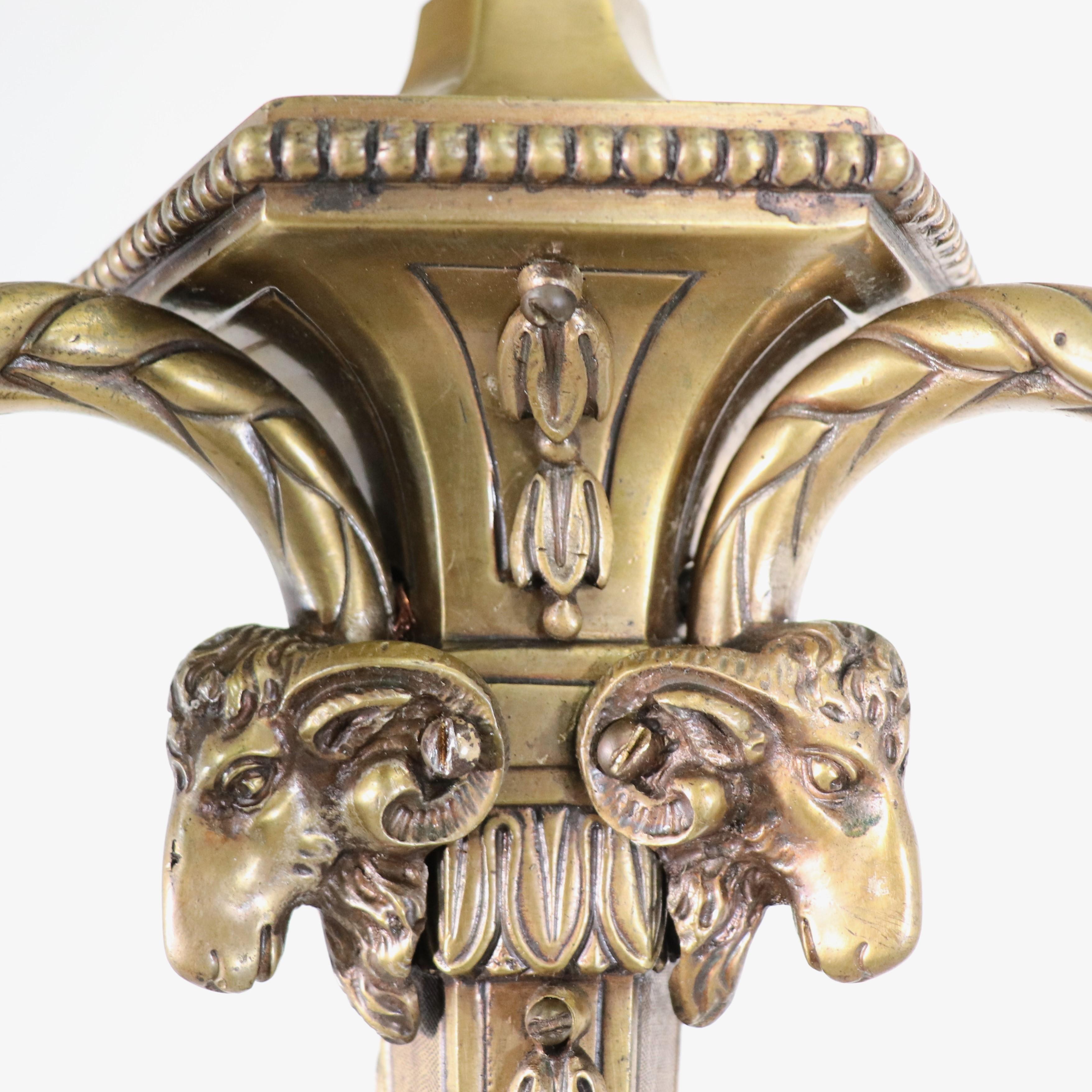 19th Century French Louis XVI Style Neoclassical Bronze Flambeau Chandelier For Sale 5