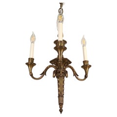 Vintage 19th Century French Louis XVI Style Neoclassical Bronze Flambeau Chandelier