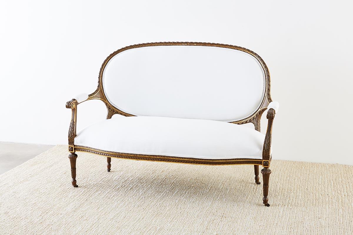 Hand-Crafted 19th Century French Louis XVI Style Neoclassical Canapé Settee