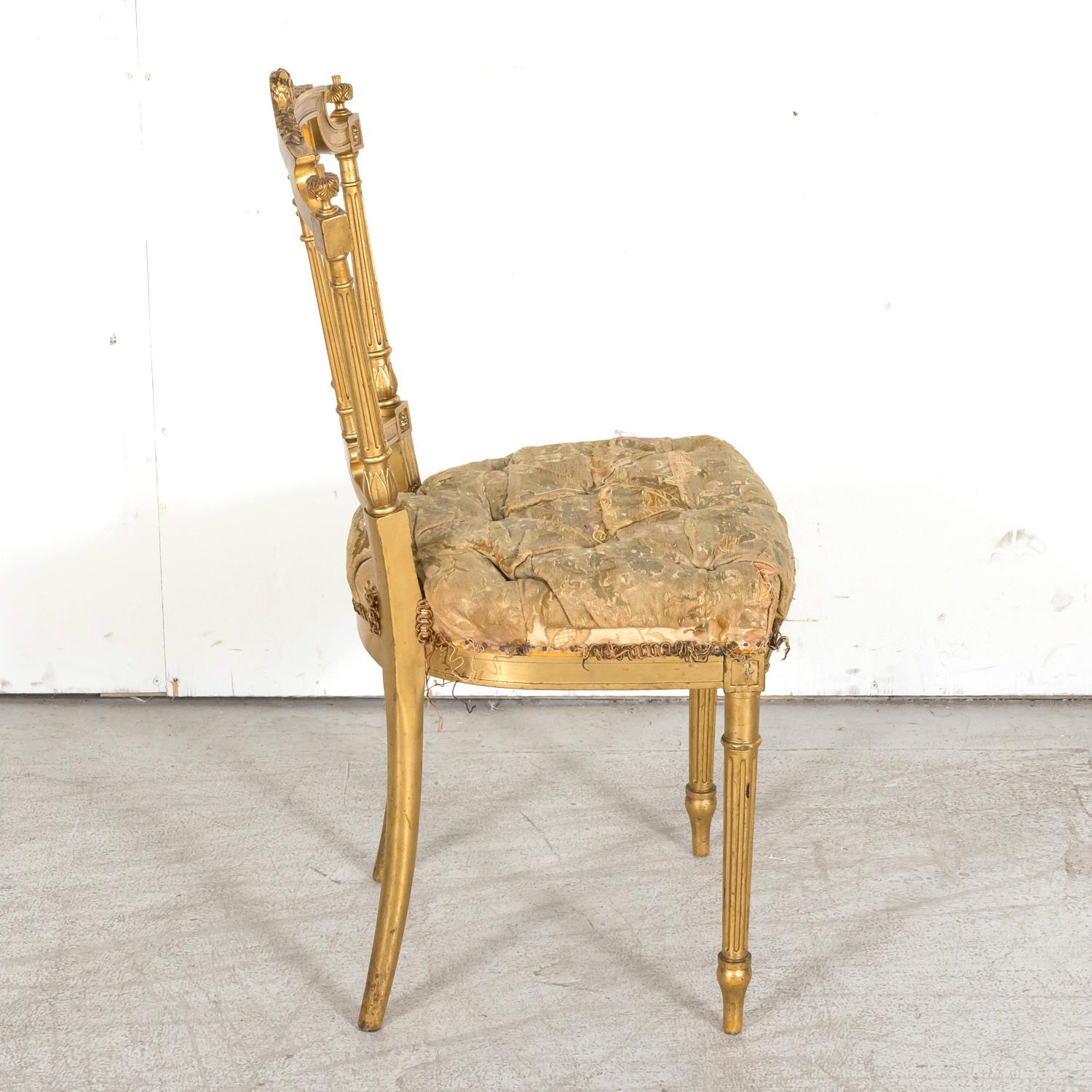  19th Century French Louis XVI Style Neoclassical Gilded Opera Chairs, 4 Avail For Sale 10