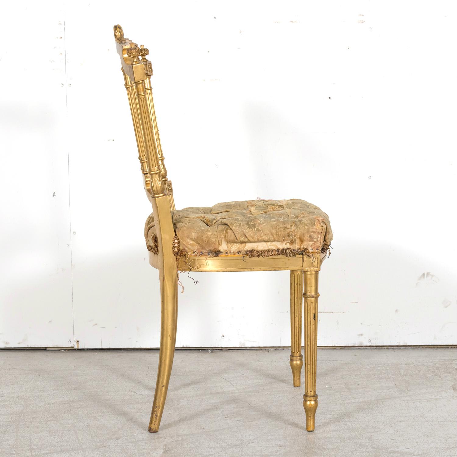  19th Century French Louis XVI Style Neoclassical Gilded Opera Chairs, 4 Avail For Sale 11