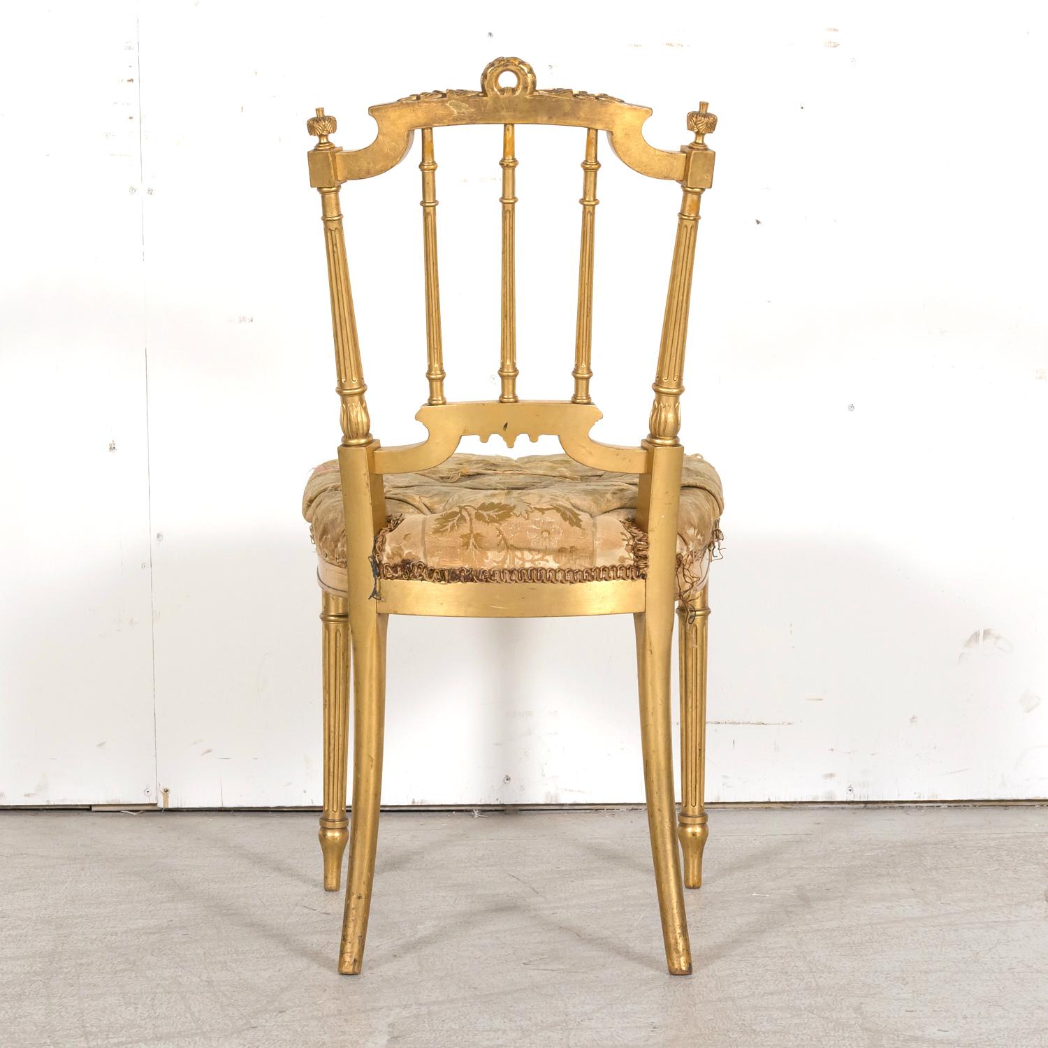  19th Century French Louis XVI Style Neoclassical Gilded Opera Chairs, 4 Avail For Sale 13