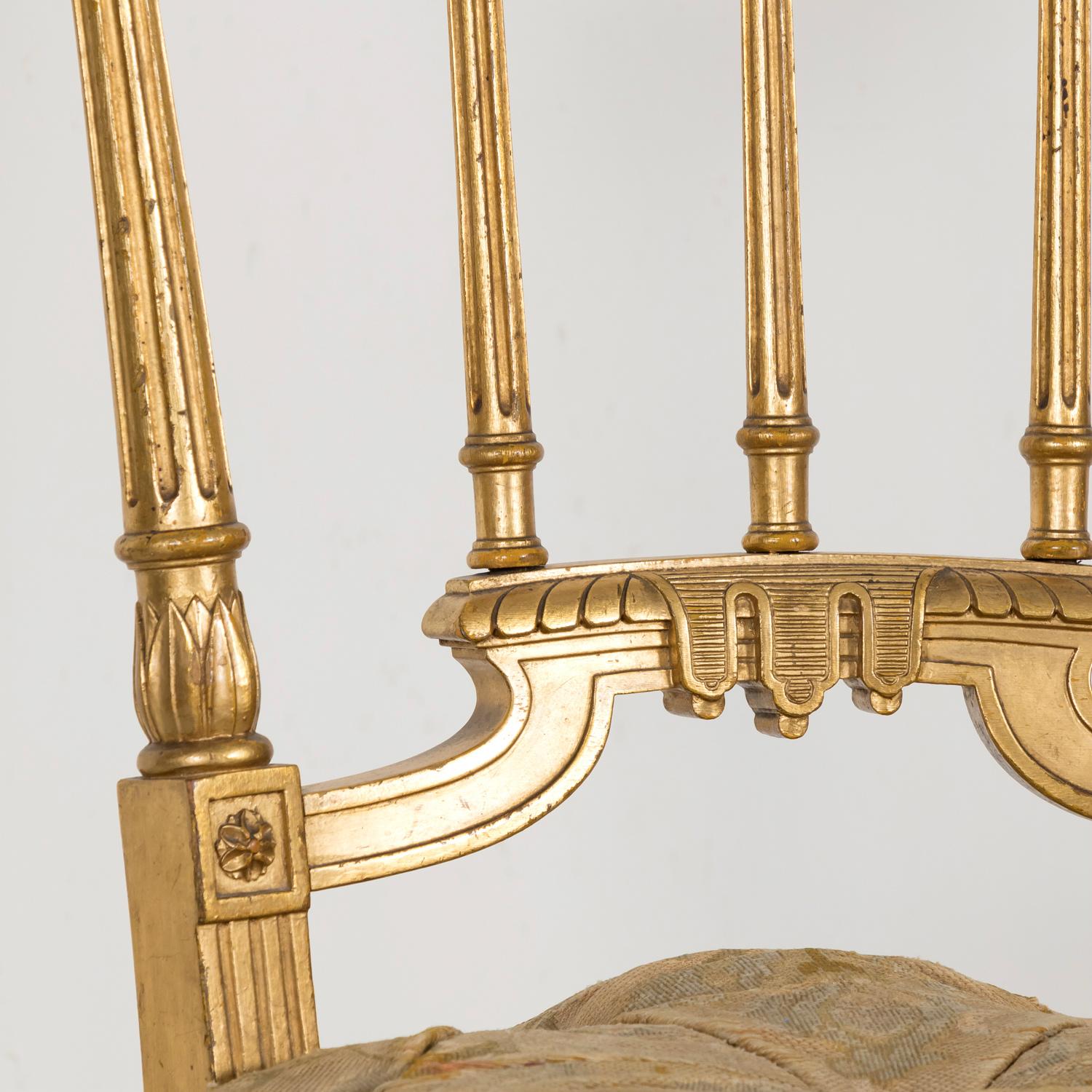  19th Century French Louis XVI Style Neoclassical Gilded Opera Chairs, 4 Avail For Sale 2