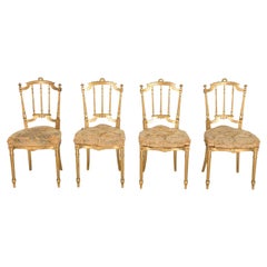  19th Century French Louis XVI Style Neoclassical Gilded Opera Chairs, 4 Avail