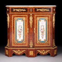 19th Century French Louis XVI Style Ormolu Mounted & Parquetry Side Cabinet