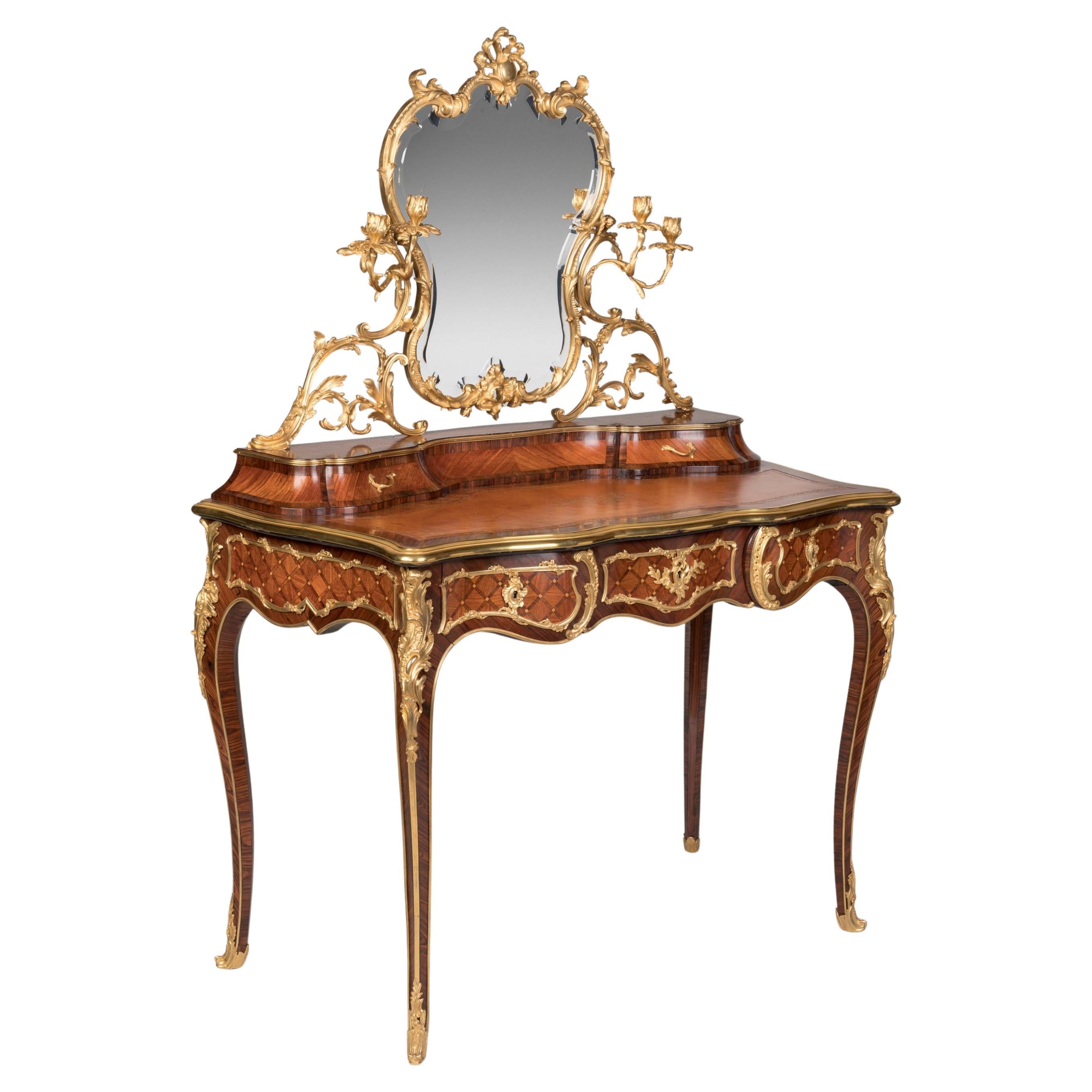 19th Century French Louis XVI Style Ormolu & Tulipwood Dressing Table by Sormani