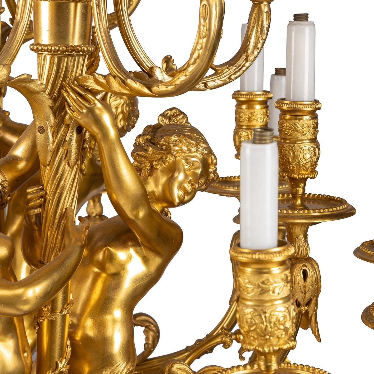 Zwanzig-Licht-Kronleuchter aus Goldbronze im französischen Louis-XVI.-Stil des 19. Jahrhunderts, um 1890 im Angebot 5