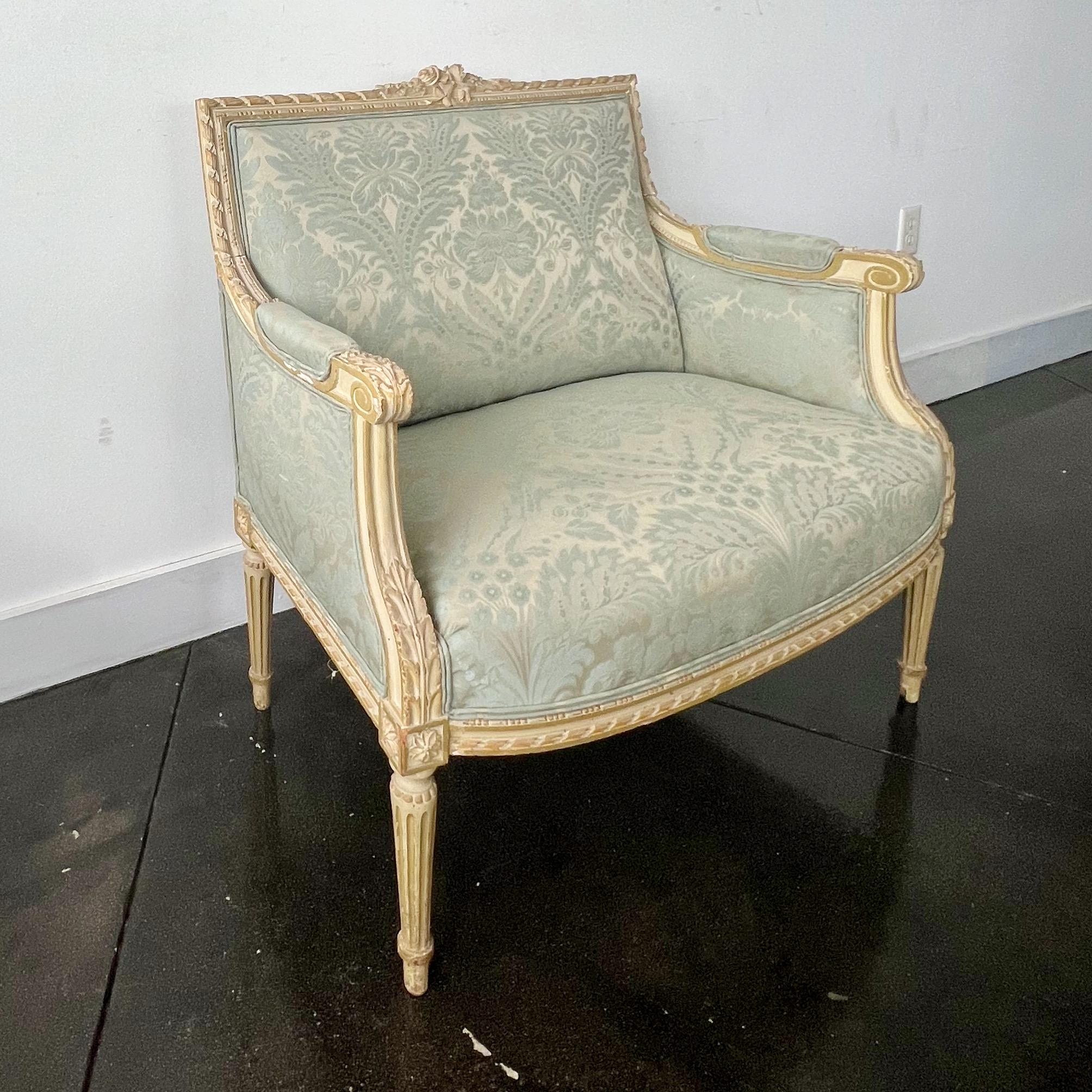 19th Century French Louis XVI Style Oversized Bergere Marquise Armchair For Sale 1