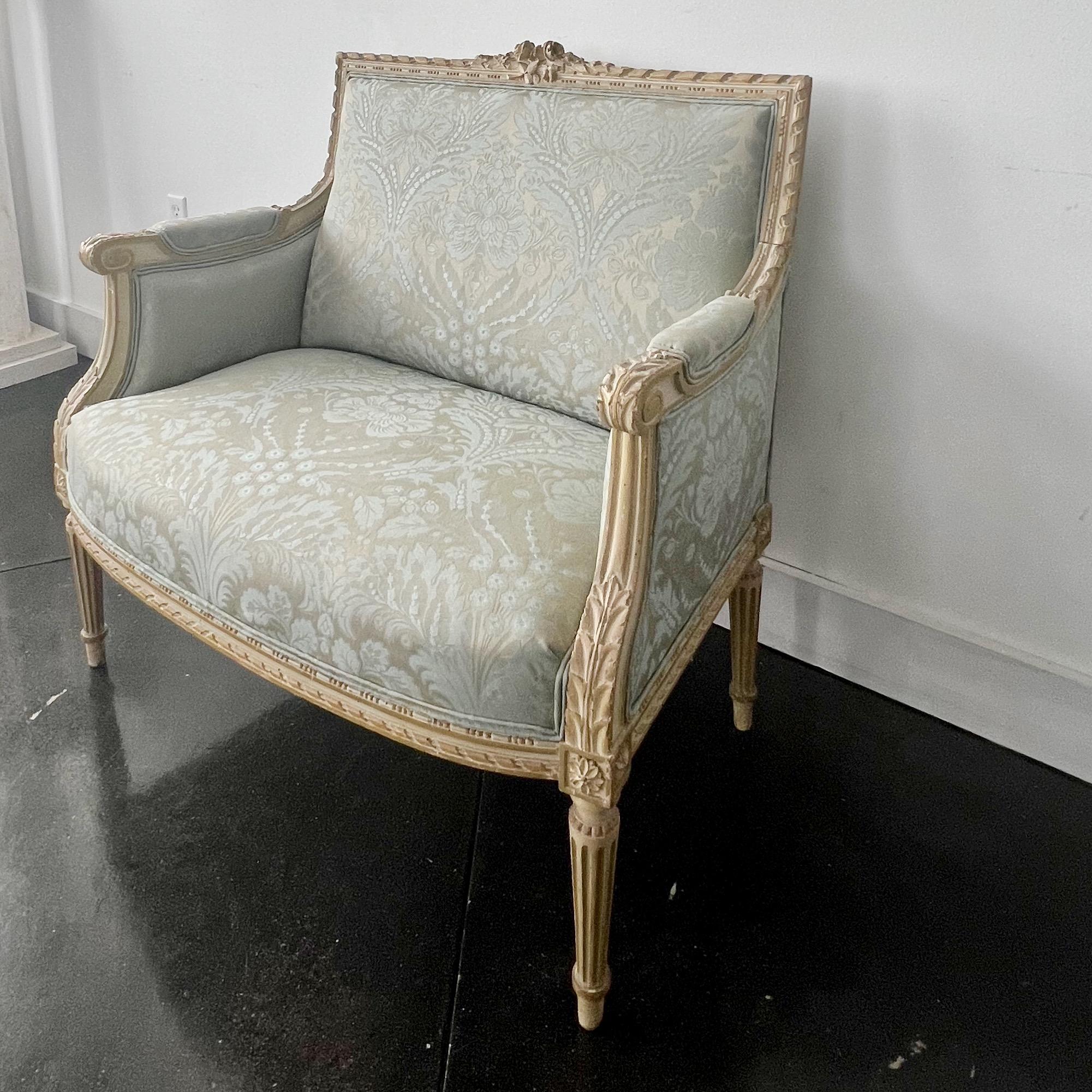 19th Century French Louis XVI Style Oversized Bergere Marquise Armchair For Sale 2
