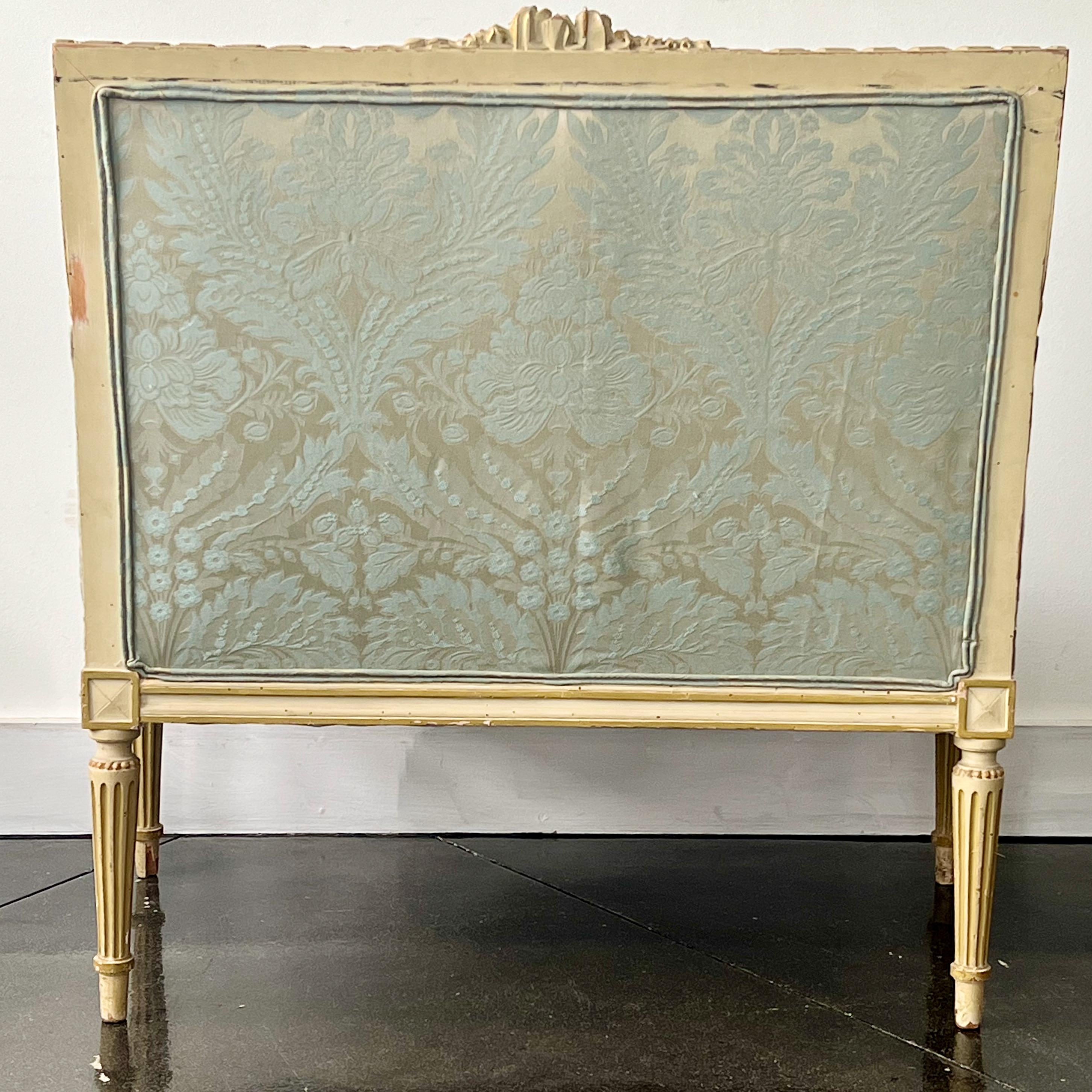 19th Century French Louis XVI Style Oversized Bergere Marquise Armchair For Sale 3