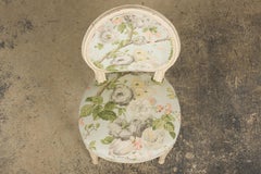 19th Century French Louis XVI Style Painted Accent Chair in Floral Linen