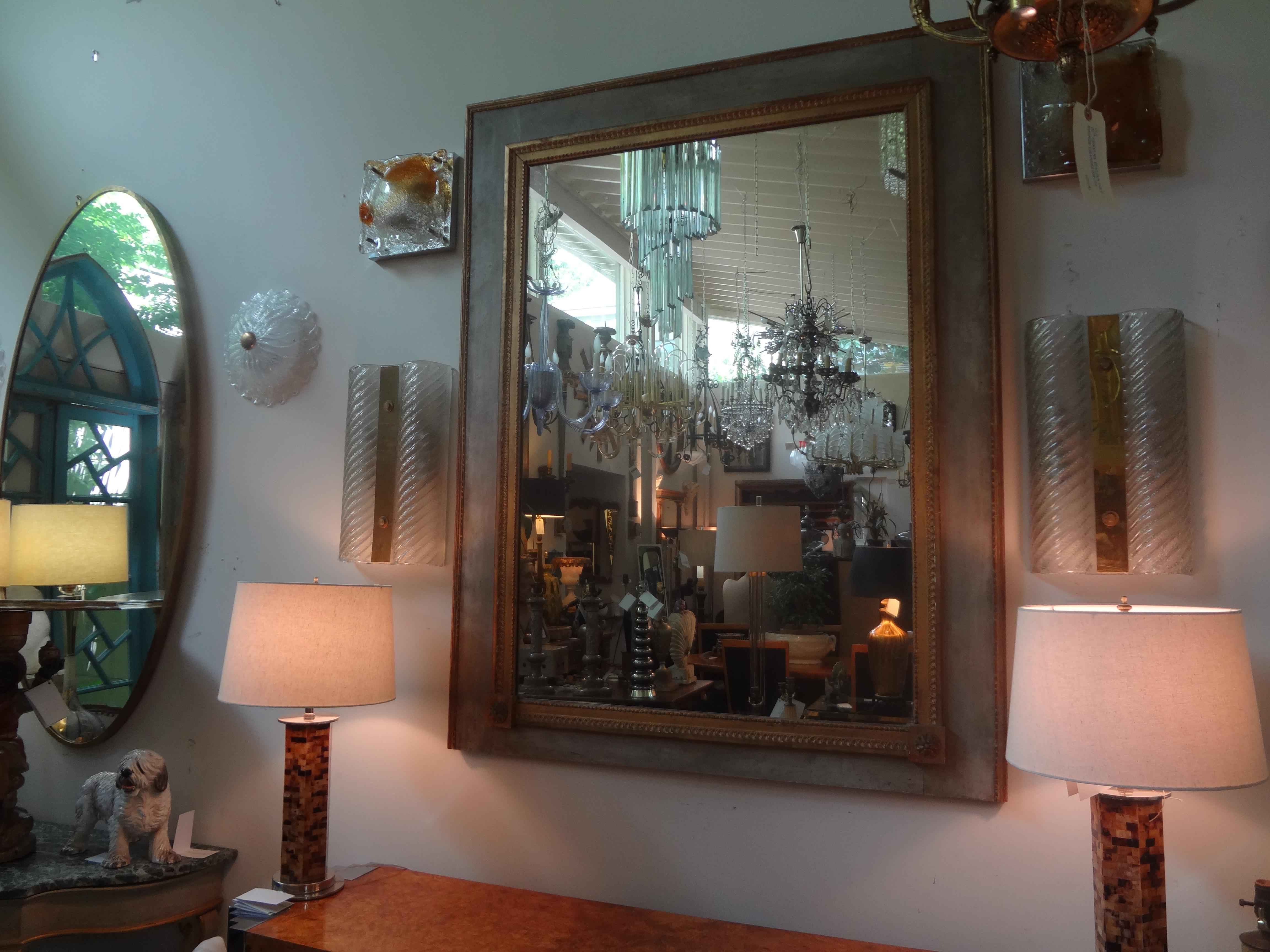 19th Century, French, Louis XVI Style Painted and Giltwood Mirror In Good Condition In Houston, TX